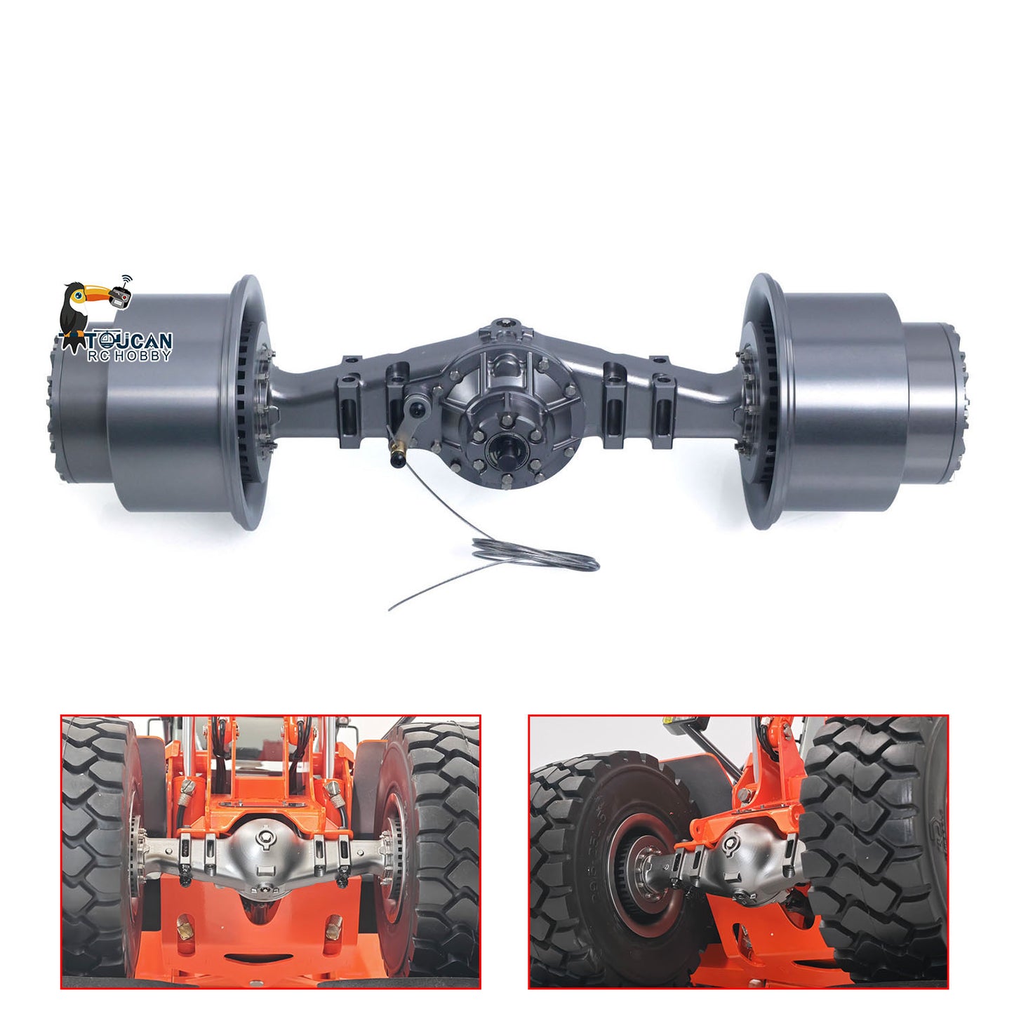 Metal Wheel Side Reduction Front Axle for 1/14 RC Hydraulic Loader ZW370 JDM-198 Radio Control Articulated Truck Model E450C Construction Vehicle