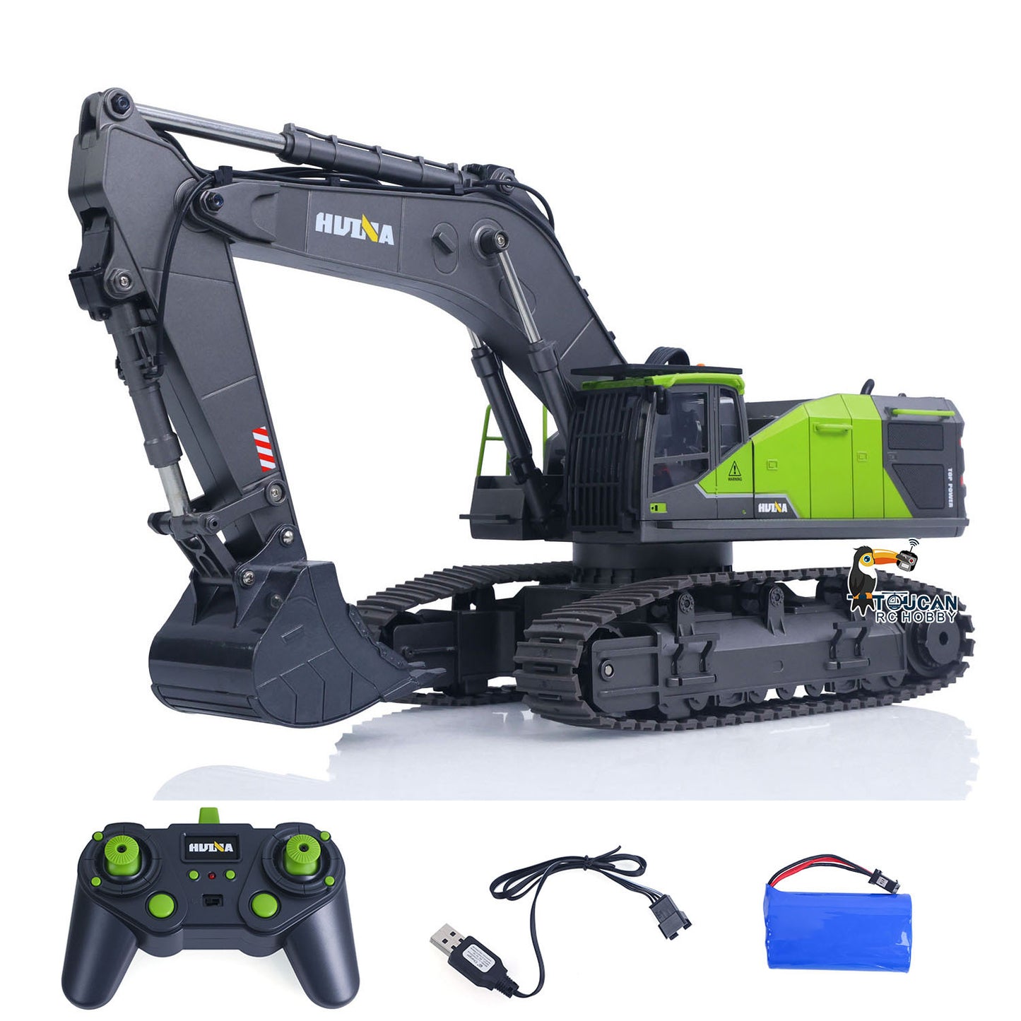 US STOCK HUINA 1/14 593 Toys Model RC Excavator Car Gift Battery 2.4G Remote Control Digger