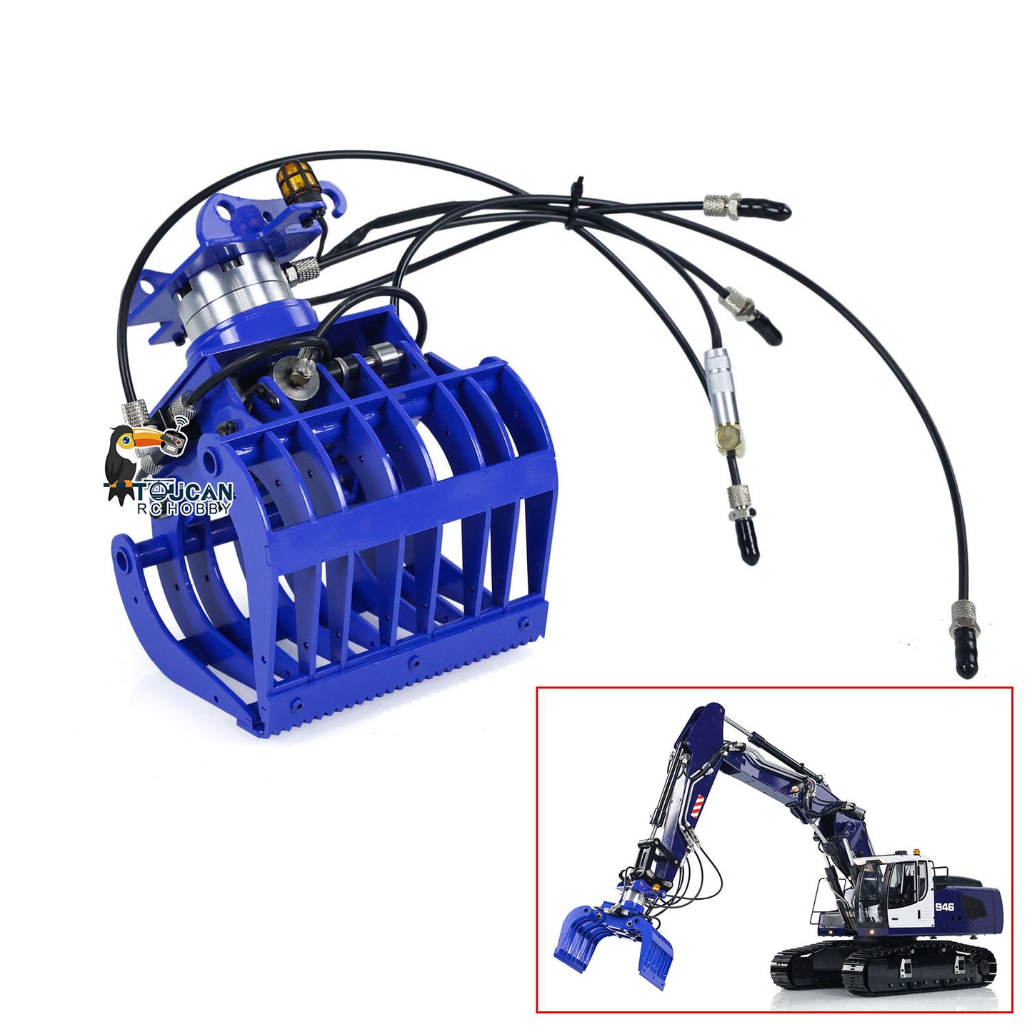 Hydraulic Grab Bucket Universal Attachments for Metal DIY Upgrade 1/14 946 946-3 RC Tracked Wheeled Radio Controlled Excavator