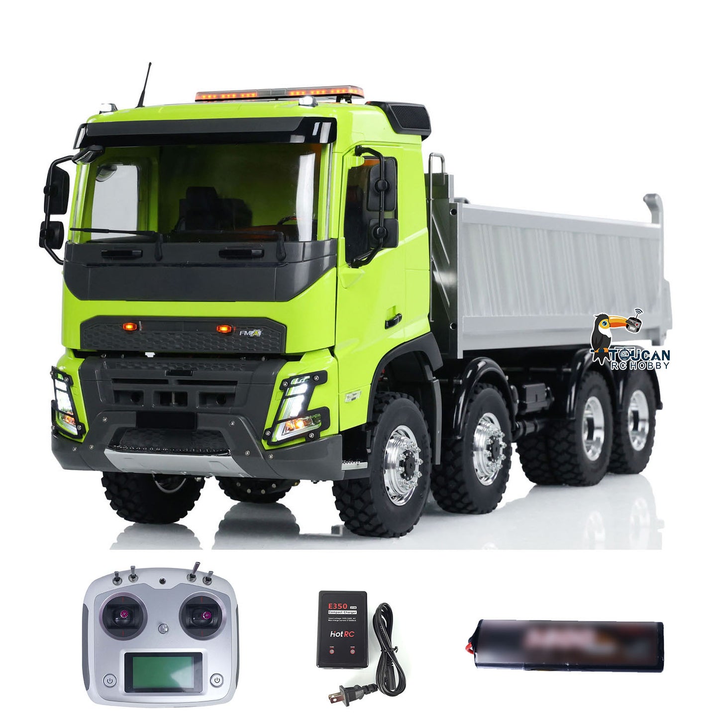 LESU 1/14 RTR RC Hydraulic Dump Truck FMX Cabin 8X8 Metal Chassis Dumper Assembled and Painted Light Sound System FS I6S