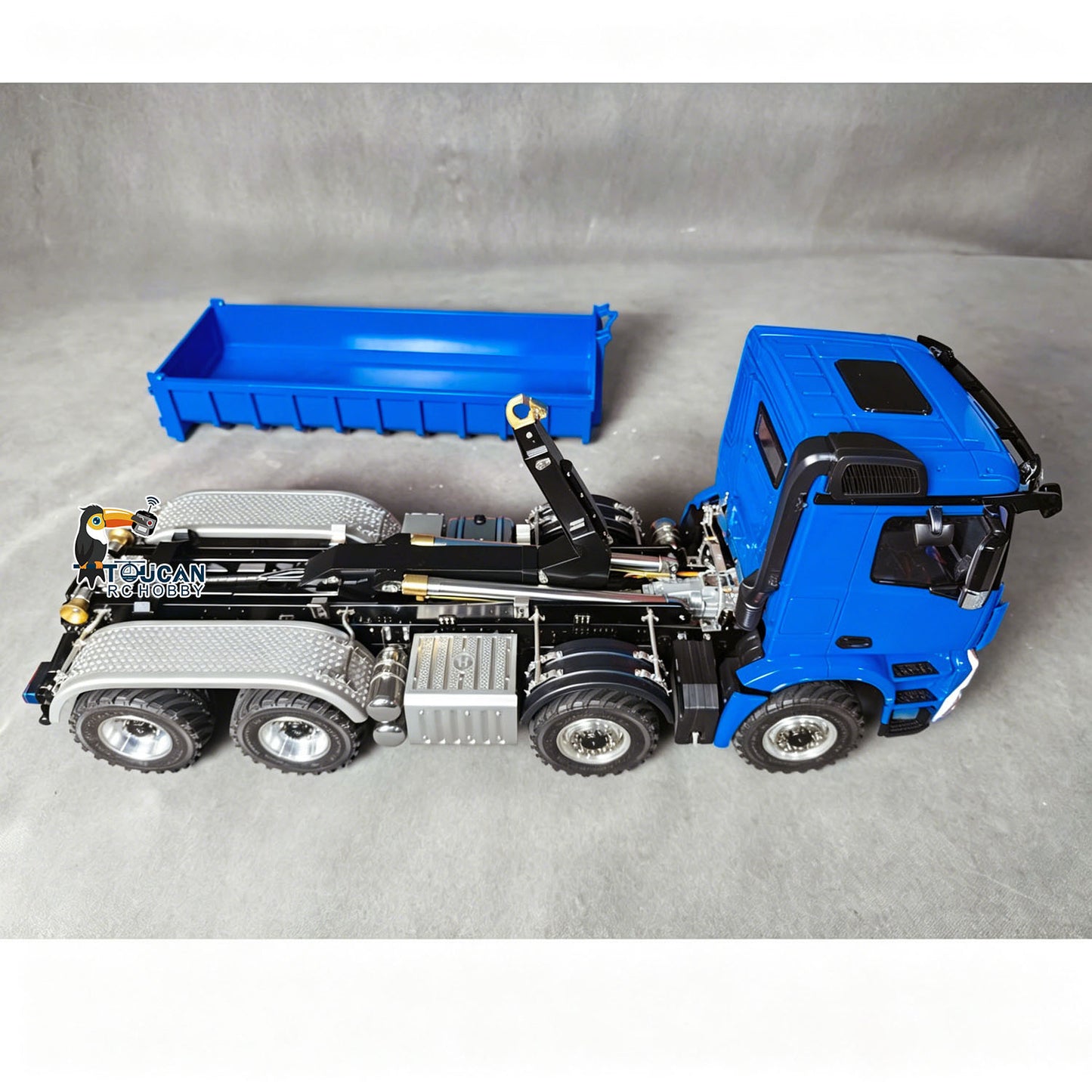 1/14 Remote Control Hydraulic Roll On Off Dumper 3 Valves 8*8 RC Full Tipper 3Speed Gearbox Light Sound System No Battery