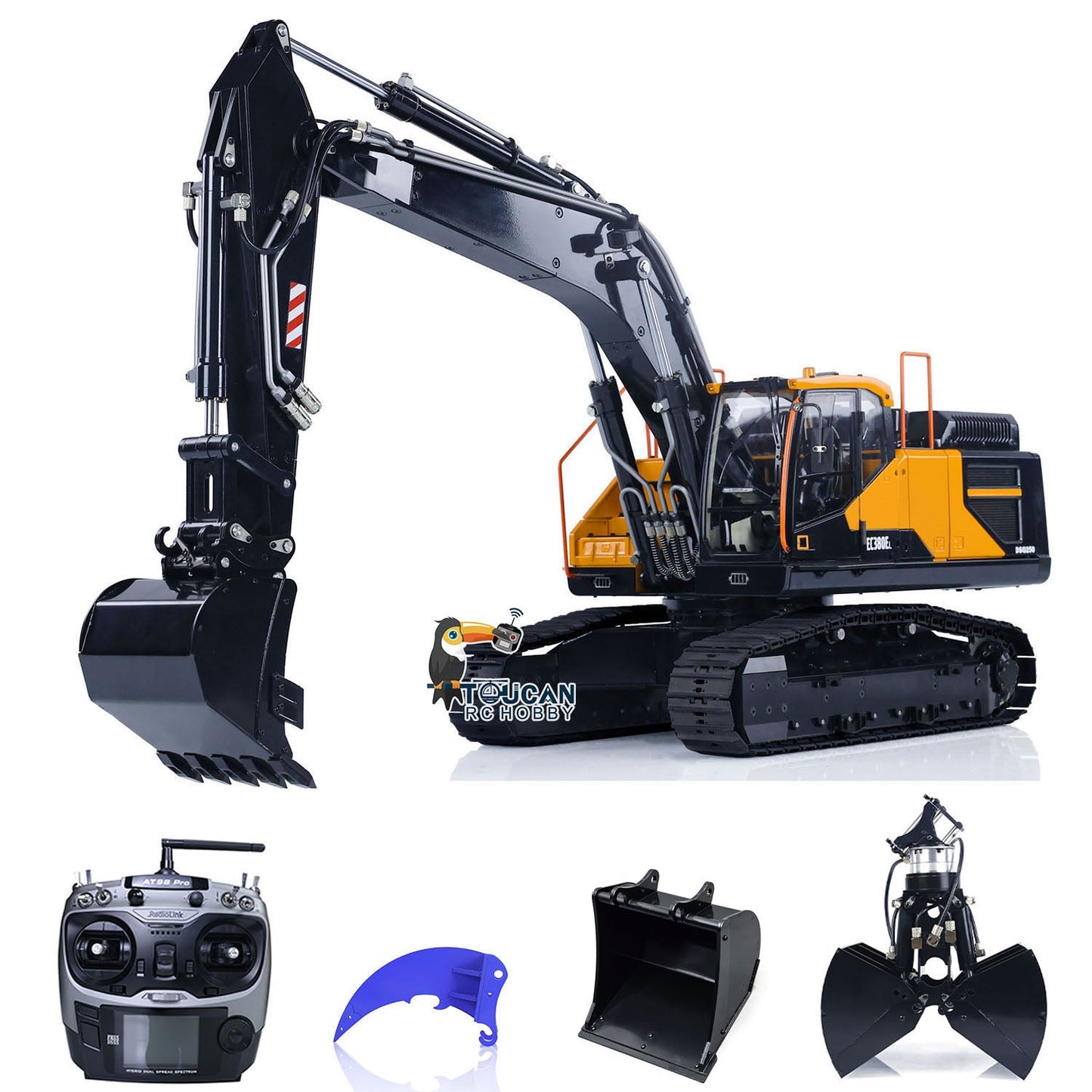 MTModel 1/14 2 Arms Metal EC380 RC Diggers Remote Control Hydraulic Excavator Assembled and Painted Vehicle Car Model Heavy Machine