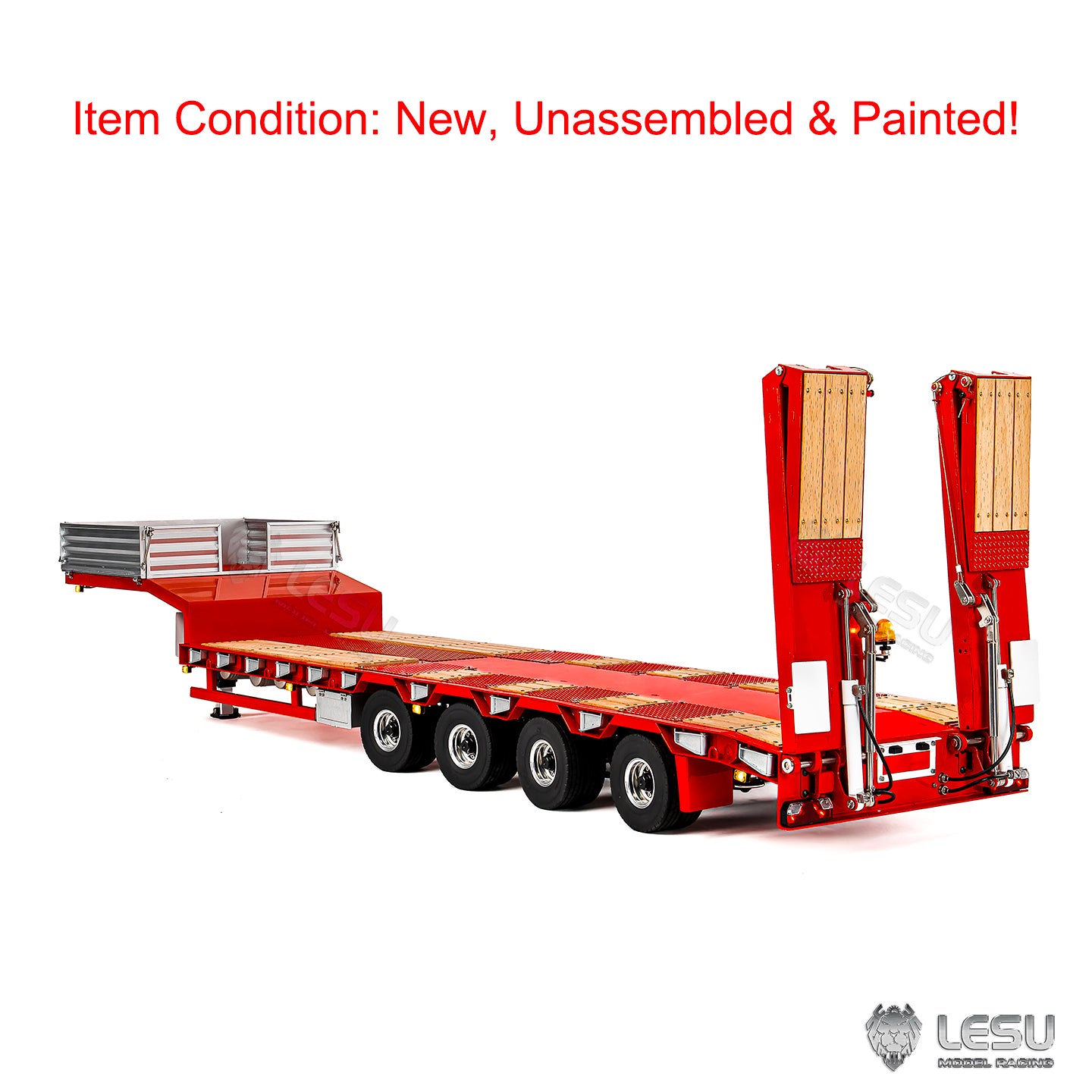 LESU 1/14 RC Metal Trailer KIT A0054 Hydraulic Lifting Tailboard 4 Axles Steering Available for DIY RC Tractor Truck Lorry Car