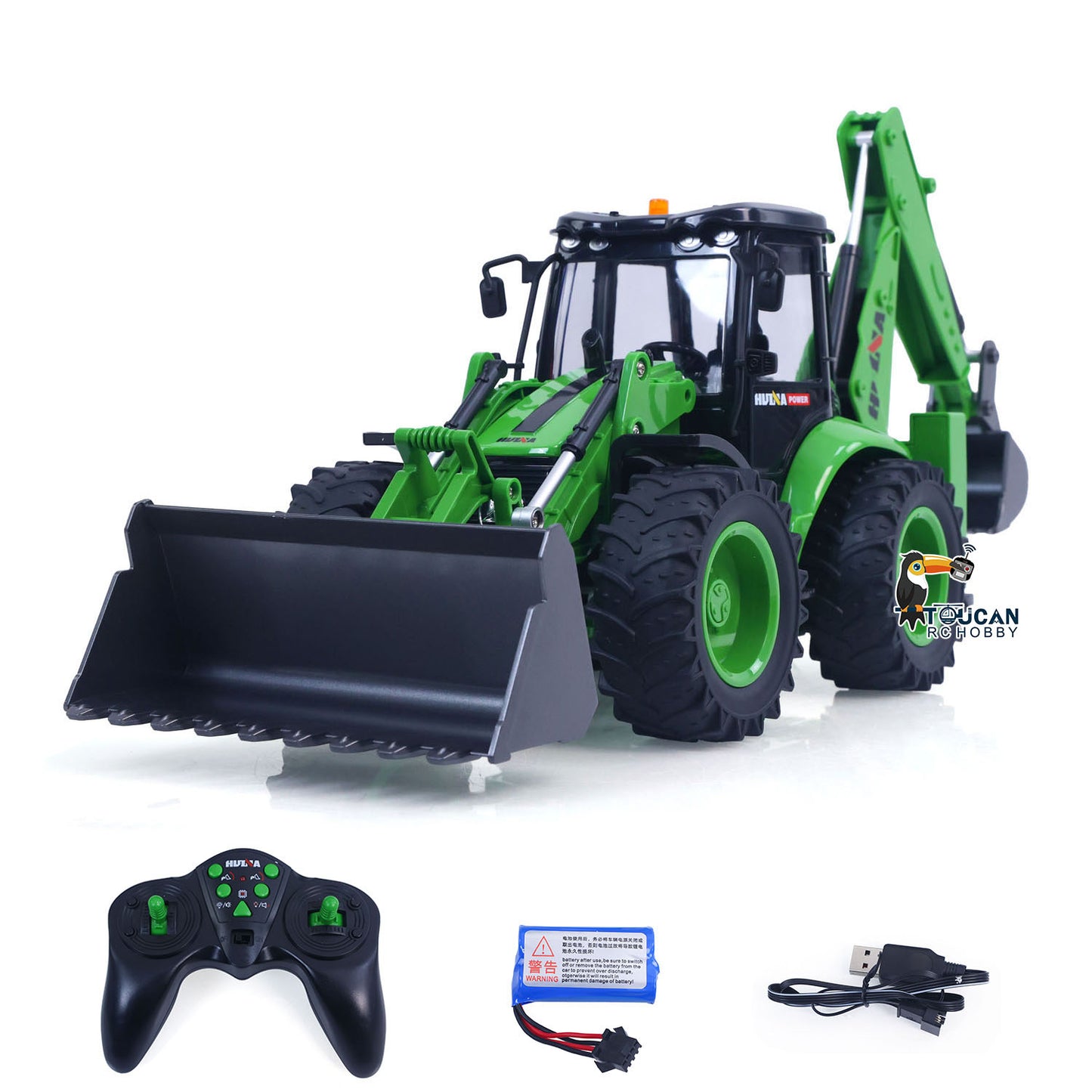 US STOCK HUINA 1/14 1579 Remote Control Backhoe Excavator 2.4G 9CH RC Loader Model Toys