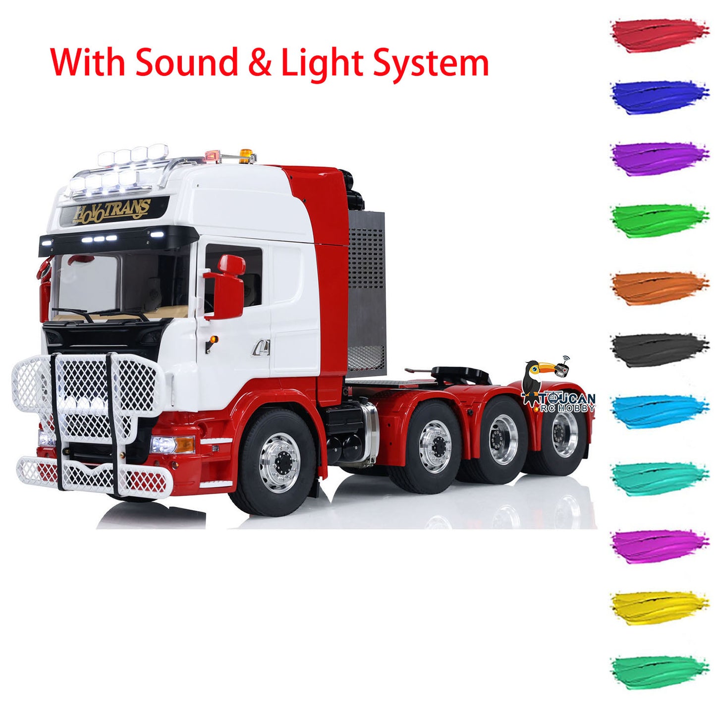 1/14 8X8 RC Tractor Truck TOUCAN Metal RTR Remote Control Car 2-speed Transmission Assembled and Painted with Light Sound System