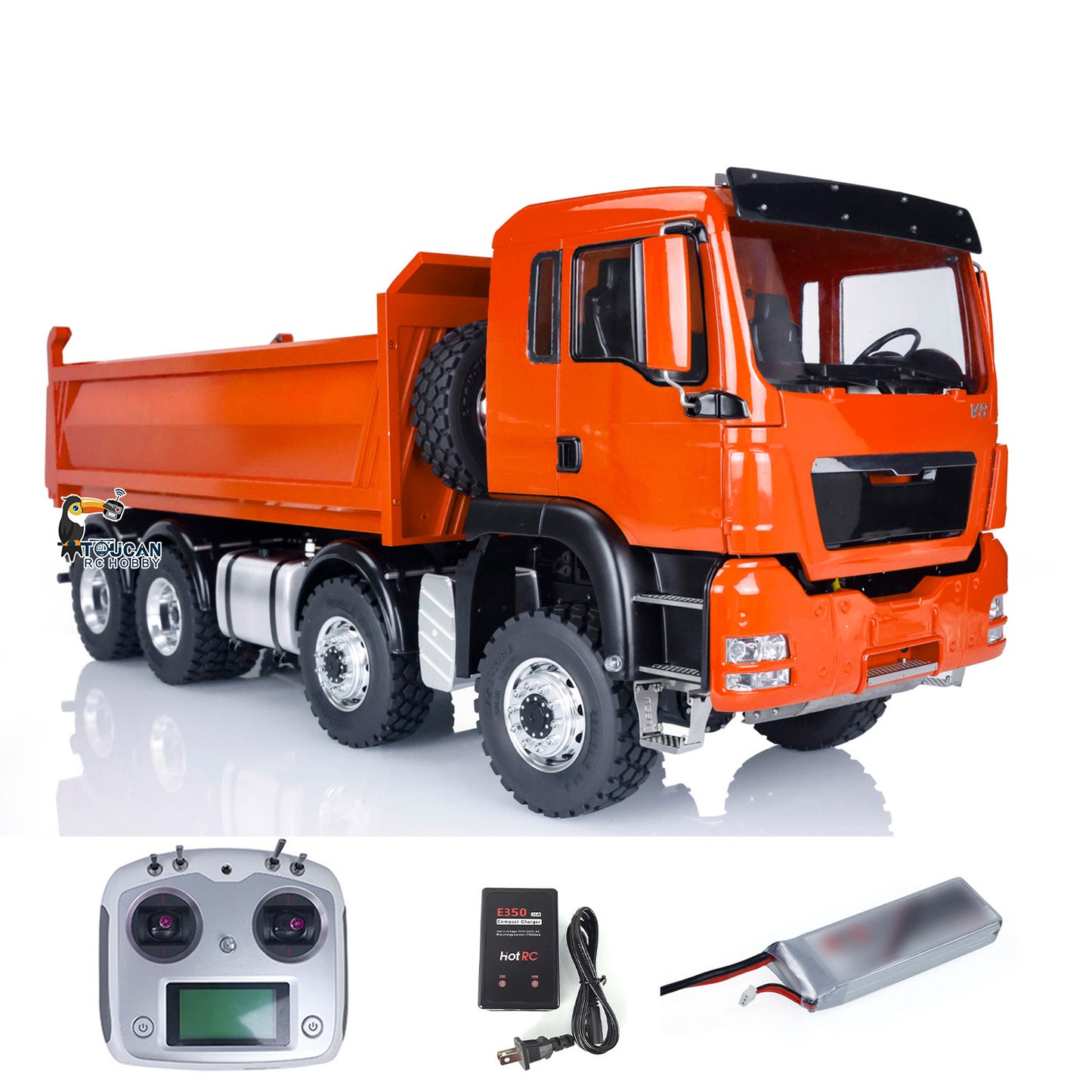 LESU 8x8 1/14 RC Hydraulic Lifting Dumper Truck Model Radio Control Painted Car 540 Power Motor 2-speed High Torque Transmission