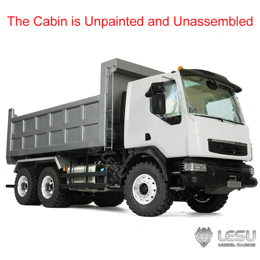 1/14 LESU 6x6 RC Hydraulic Metal Dumper Tipper Sound Light System Chassis Bucket Unpainted Unassembled Cabin Body VM Truck