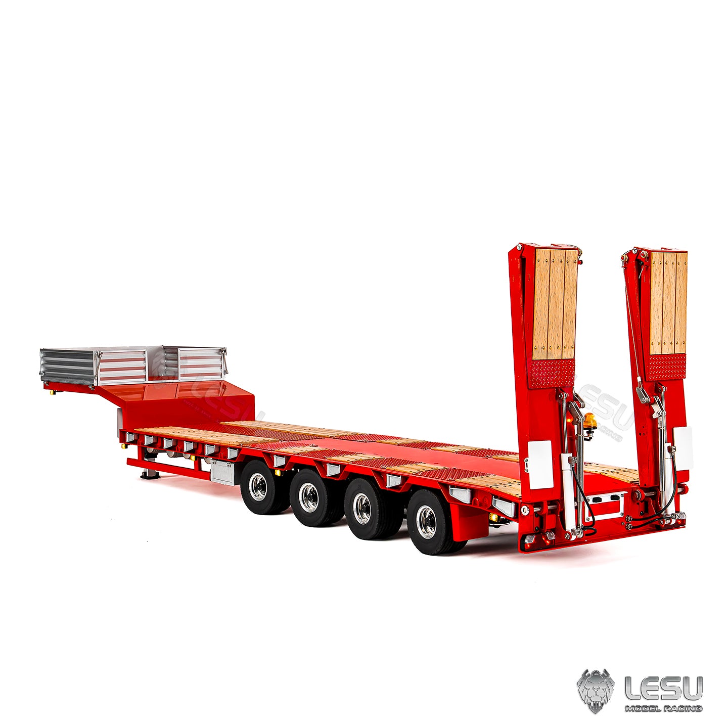 LESU 1/14 Metal Trailer Hydraulic Lifting Tailboard 4 Axles Steering Available Electric Support Legs for DIY RC Tractor Truck