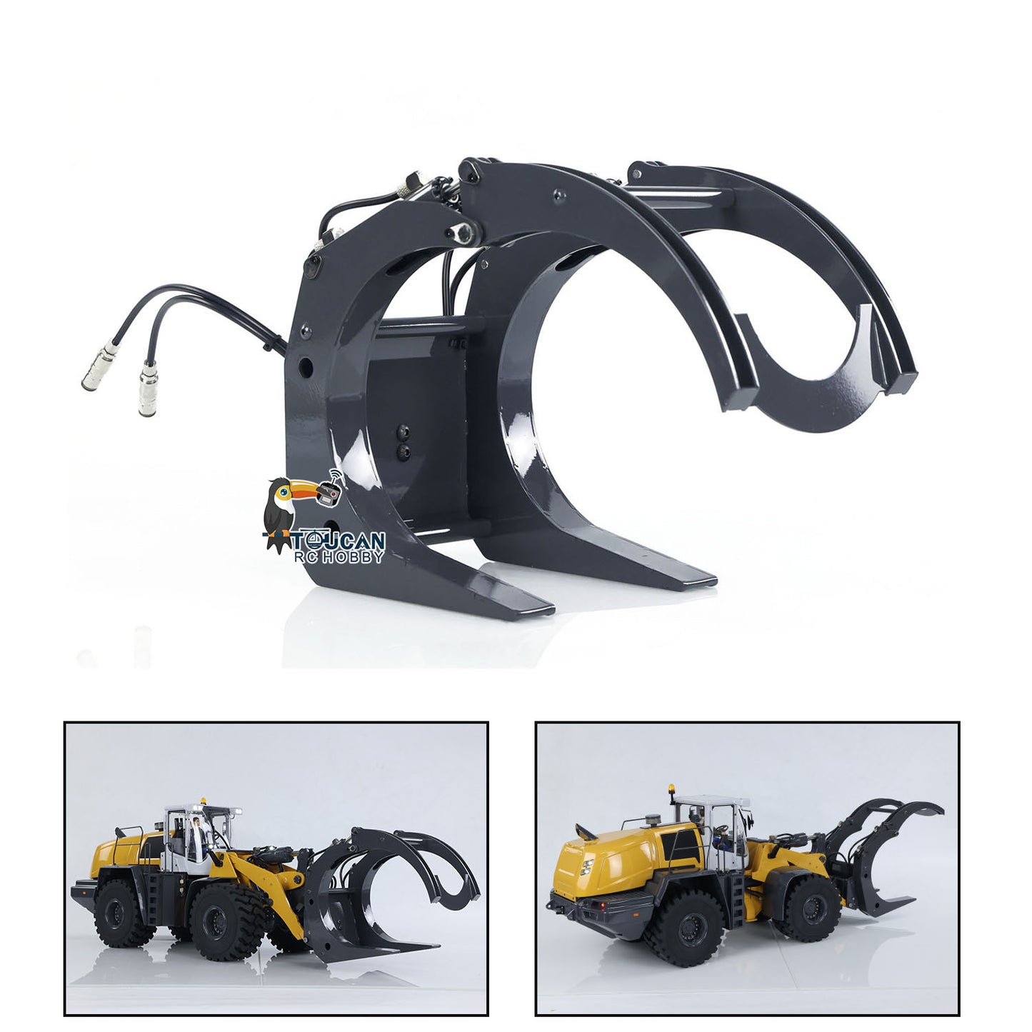 Metal Log Grapple Wood Grabber for XDRC 1/14 Remote Control Hydraulic Loader 580