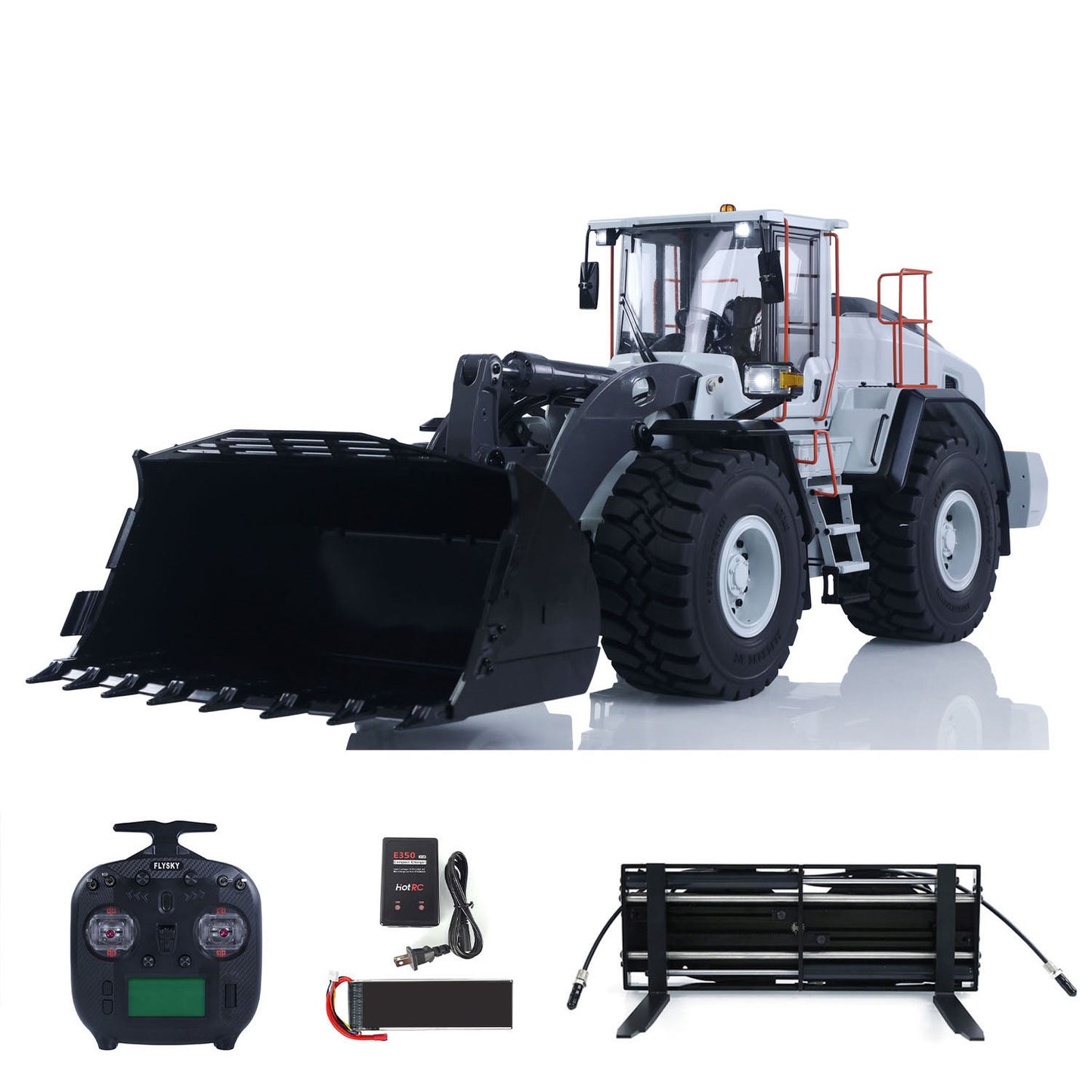 MTRC 1/14 RC Hydraulic Loader E260L Metal Radio Controlled Construction Vehicles Flysky ST8 Radio Brushless Motor LCD Screen Ready to Run