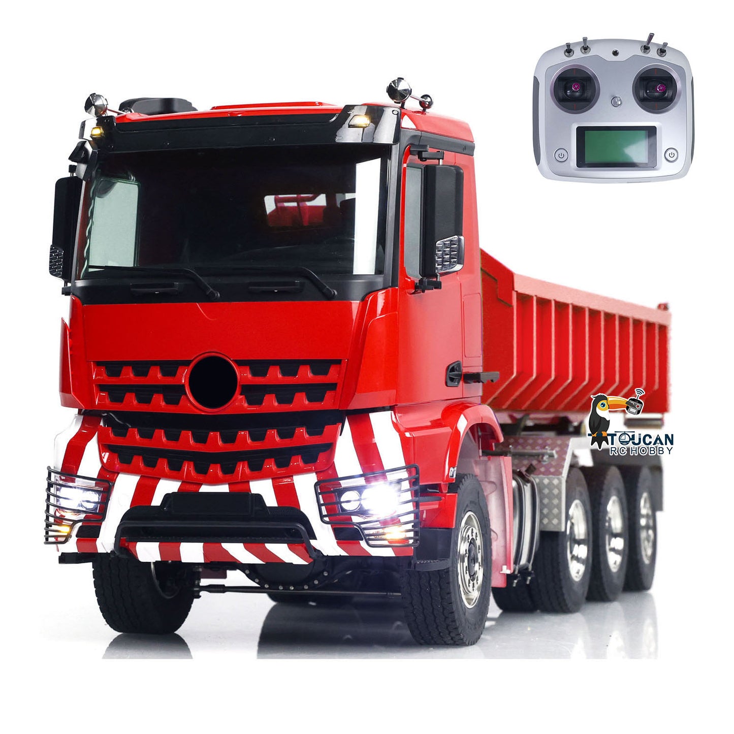 1/14 8x8 RC Hydraulic Full-dump Truck Metal Roll On Dumper Car with Standard Bucket Simulation Model Light Sound FlySky I6S