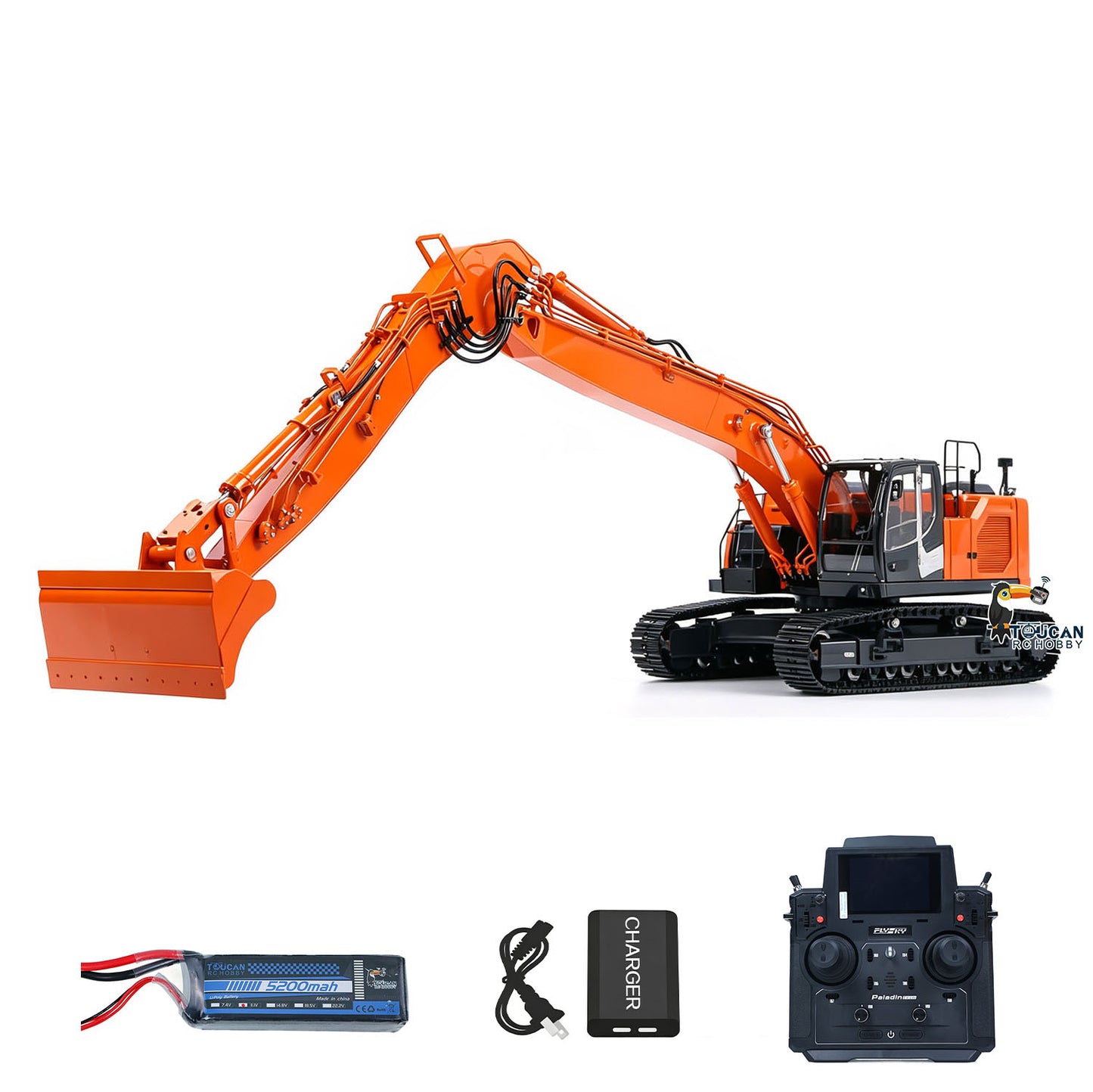LESU 1/14 Metal RC Hydraulic Excavator AOUE LR945 CNC Long Reach Digger RTR 7CH PL18EV LITE Radio Battery Light Sound Charger