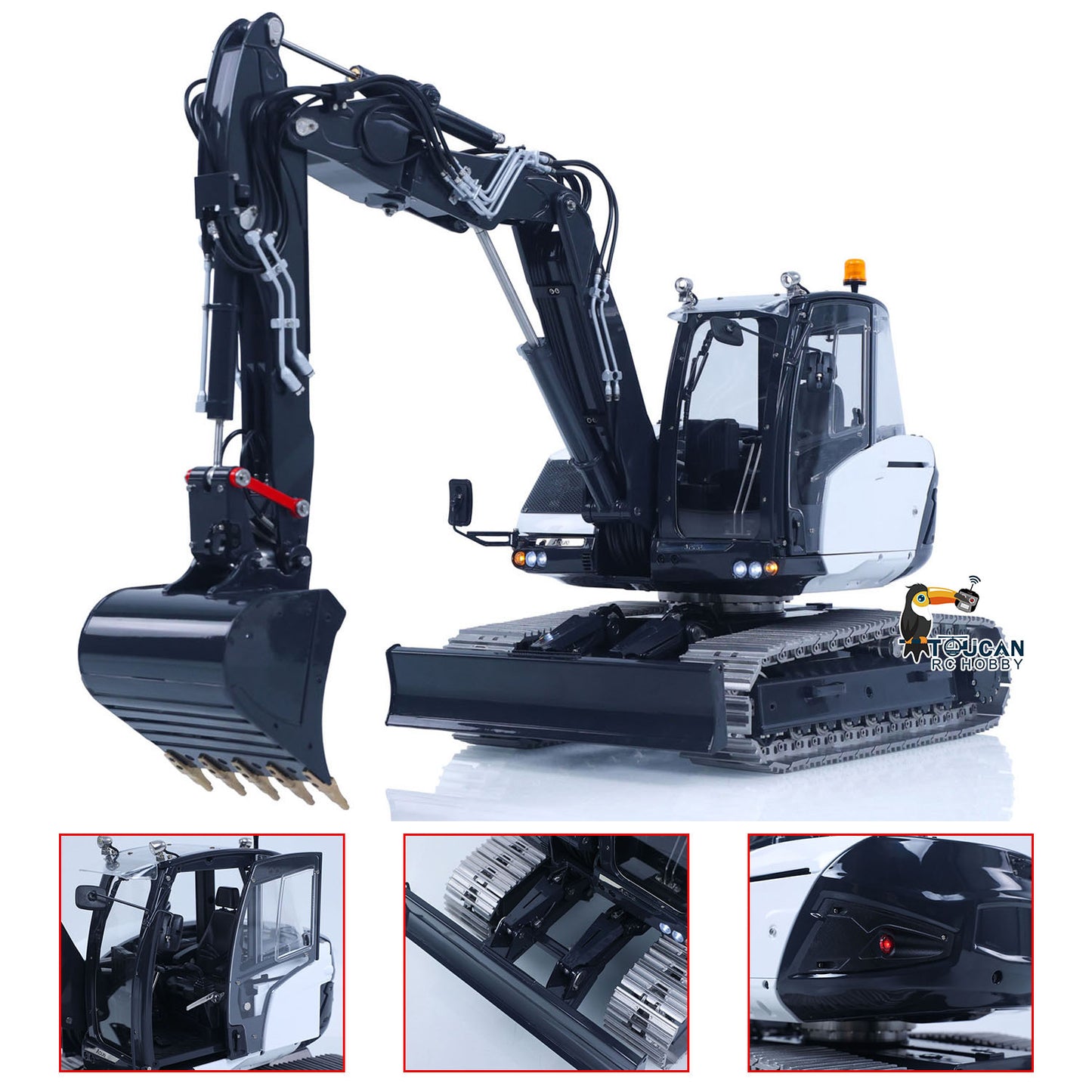 Metal LESU 1/14 RC Hydraulic Excavator MC15 CNC Shell 4 Arms Remote Control Digger 9CH Valves Dual Pumps Quick Released Coupler