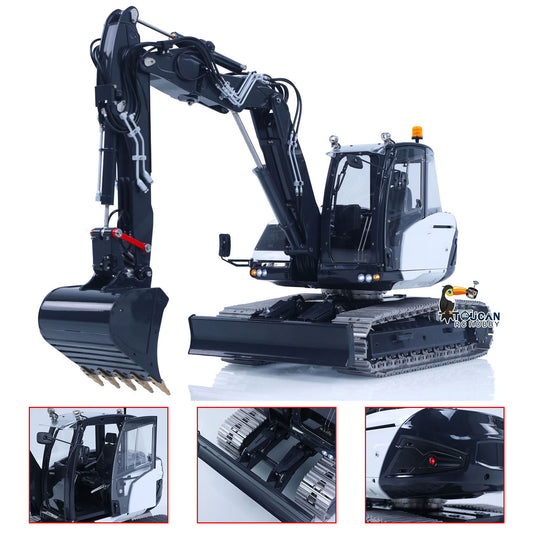 Metal LESU 1/14 RC Hydraulic Excavator MC15 CNC Shell 4 Arms Remote Control Digger 9CH Valves Dual Pumps Quick Released Coupler