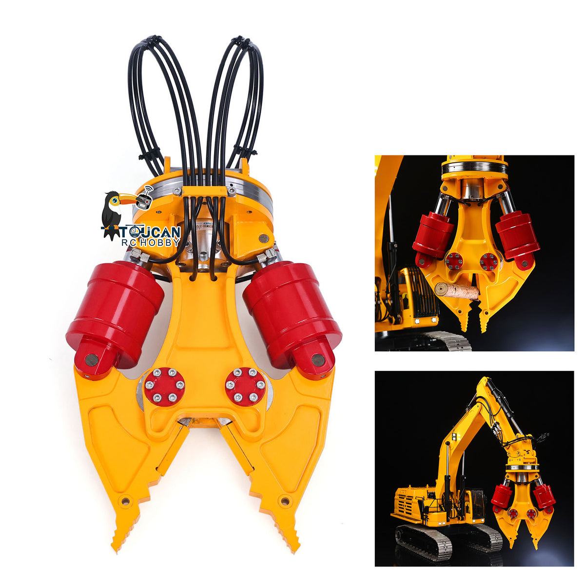 1/12 RC Hydraulic Excavator Attachments Metal Electric Hammer Hydraulic Shear Grille Bucket Rake Ripper Grading Bucket Set for C395 LR976 EC650