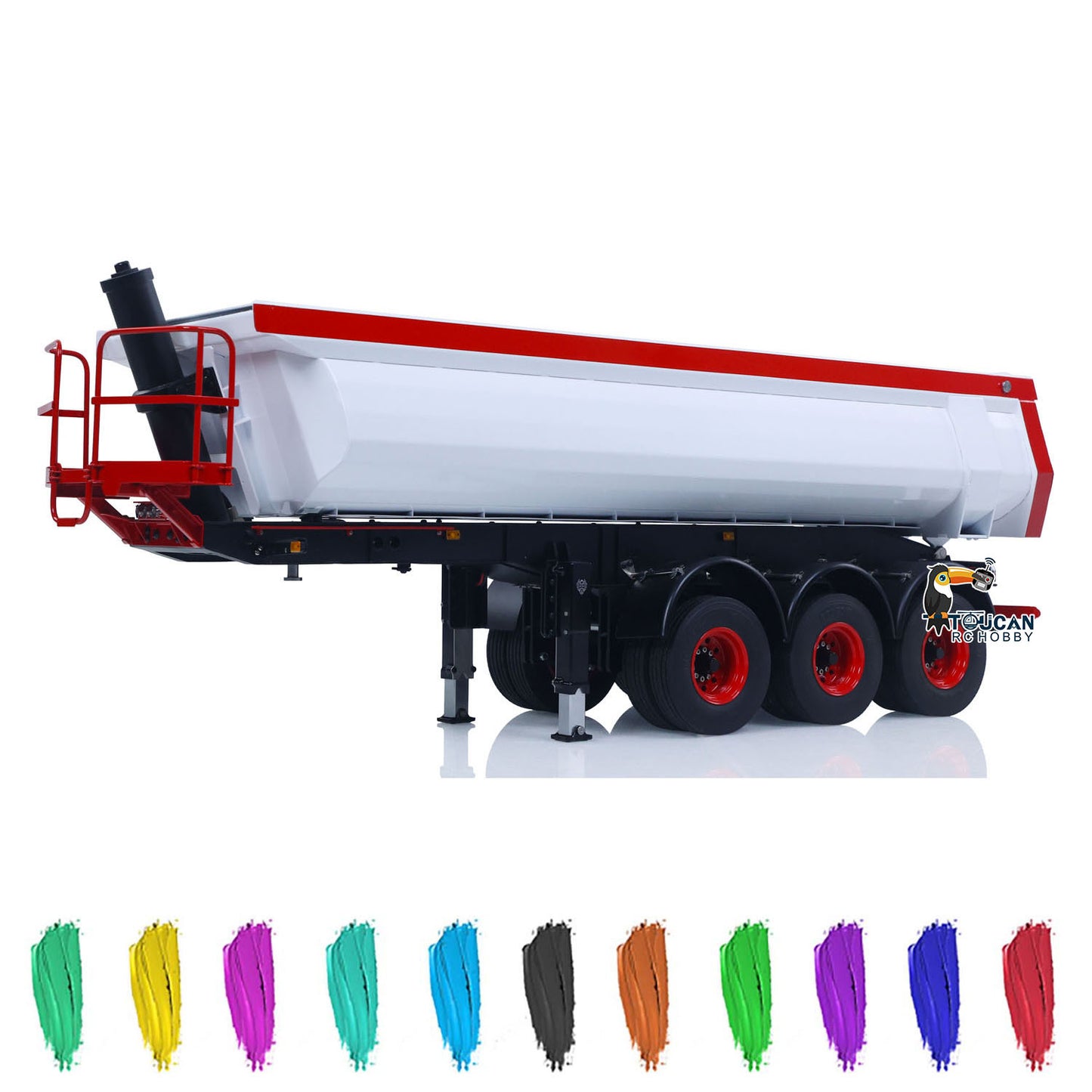 LESU Metal 3Axles 1/14 Hydraulic Dump Semi-Trailer U Shaped Bucket for DIY Remote Control Tractor Truck Light System