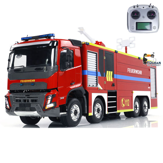 1/14 Remote Control Fire Truck 8x4 RC Fire Fighting Vehicles Model Lights Sounds