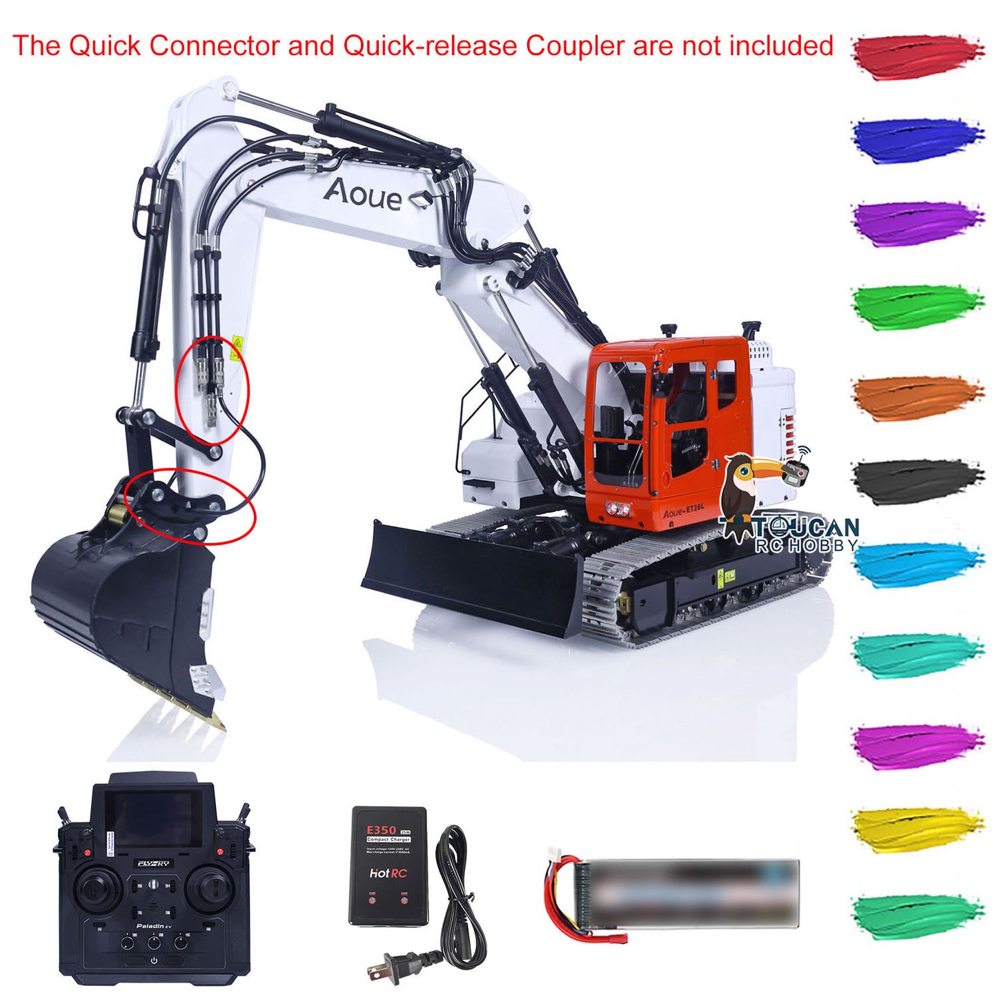 LESU Assembled 1/14 Metal Aoue ET26L Hydraulic RC Excavator PL18EV Valve ESC GPS