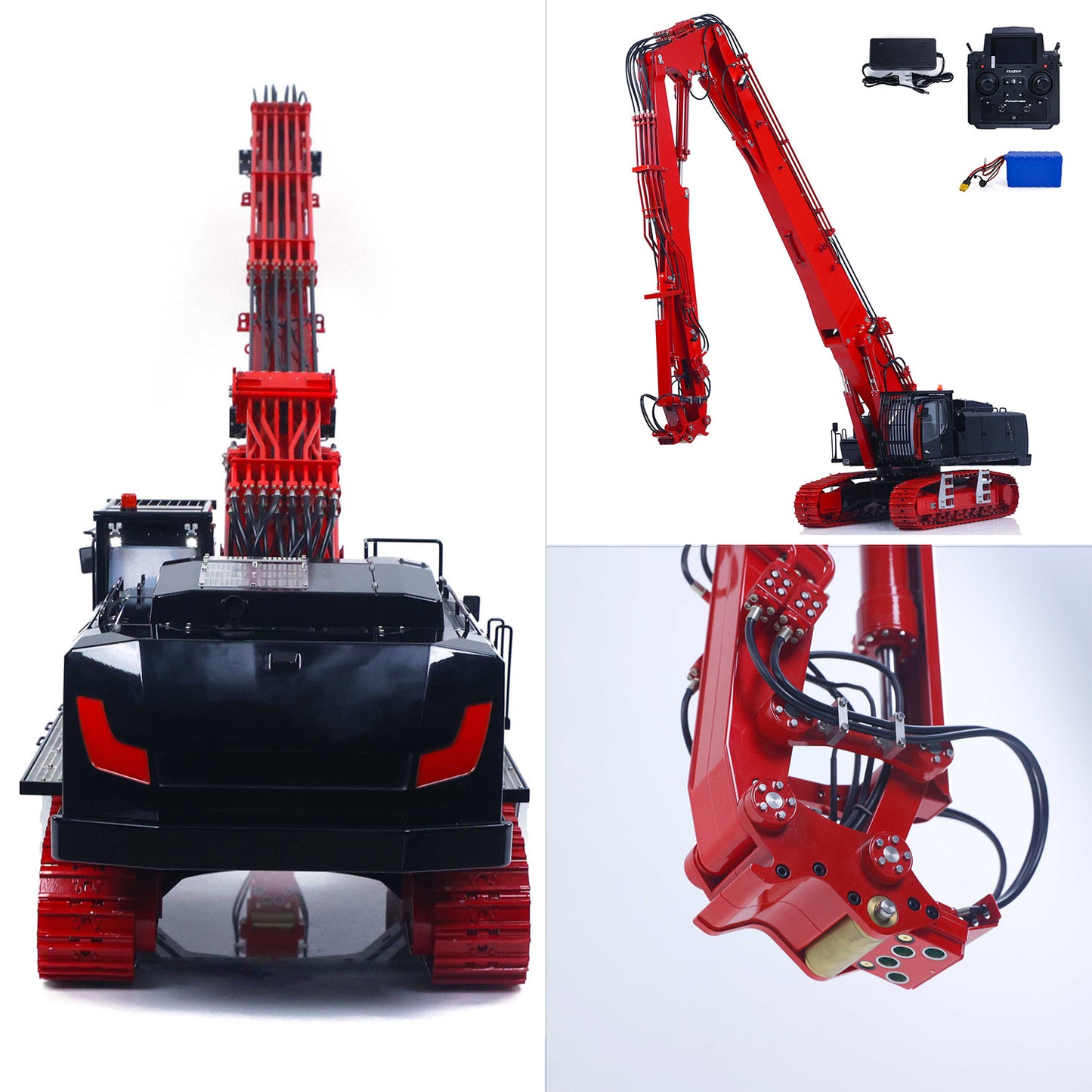 CUT 1/14 K970-300 Metal RC Hydraulic Excavators Model Remote Control Demolition Machine 5048 Brushless Motor CNC Alloy Chassis