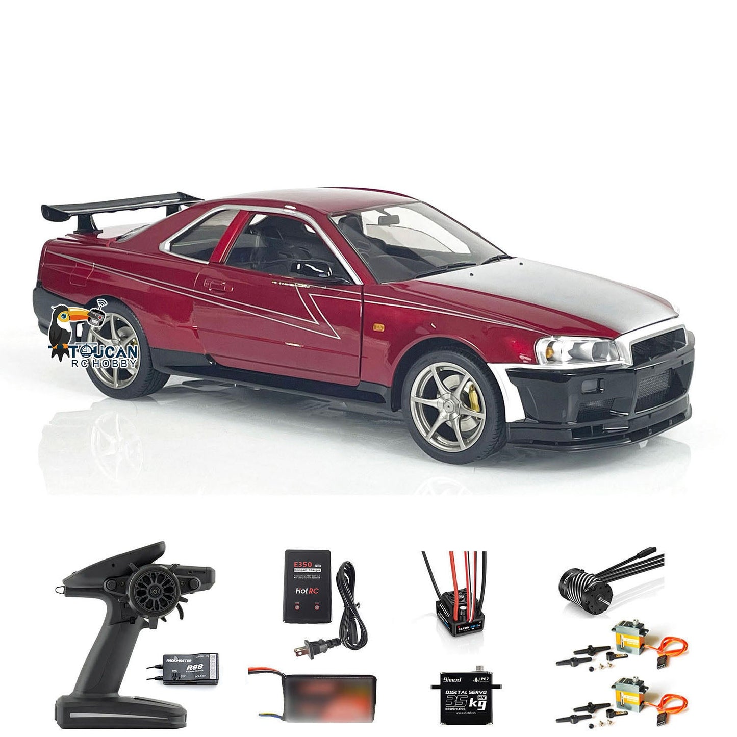 Capo 1/8 4x4 R34 4WD RC Roadster Racing Car Metal Radio Control Drift Vehicle RTR High Speed with Top Quality Customized Painting