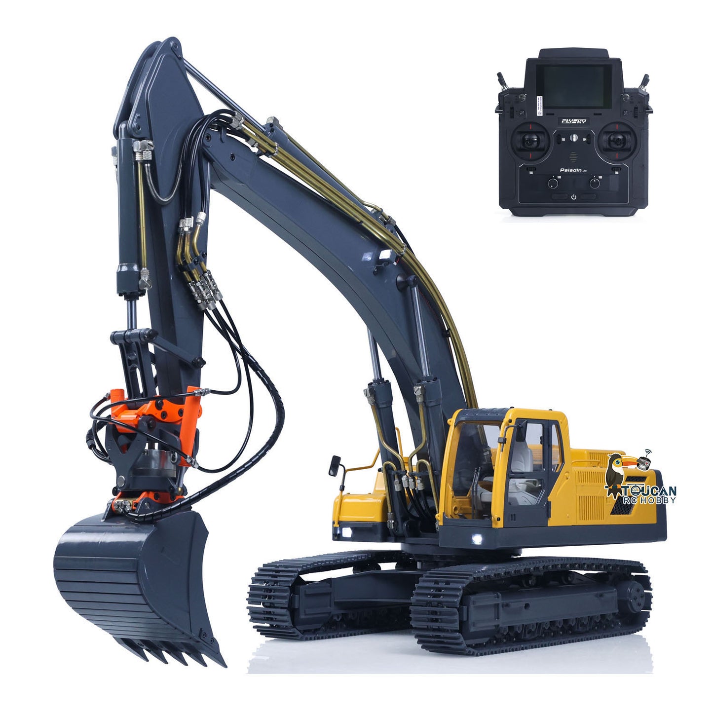 JDMODEL V2 1/14 Scale EC360 RC Digger Upgraded Radio Control Excavator Cars with Sound Light Module FlySky PL18 ESC Servo Motor
