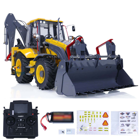 LESU 1/14 Metal Hydraulic RC Backhoe Loader AOUE BL71 2 in 1 Electric Excavator Ready To Run Version Battery Light Sound Assembled