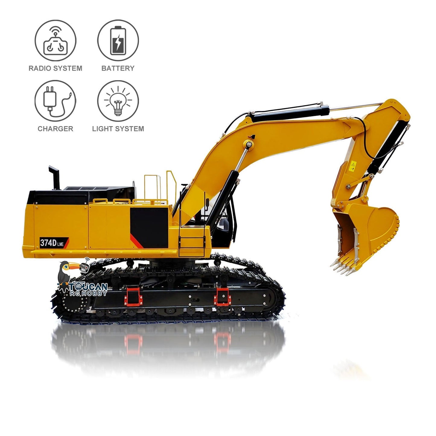 C374 Huge 1/8 RC Hydraulic Excavator 374 Metal Heavy Duty Digger RTR Radio Controlled Construction Vehicles Models Flysky Radio