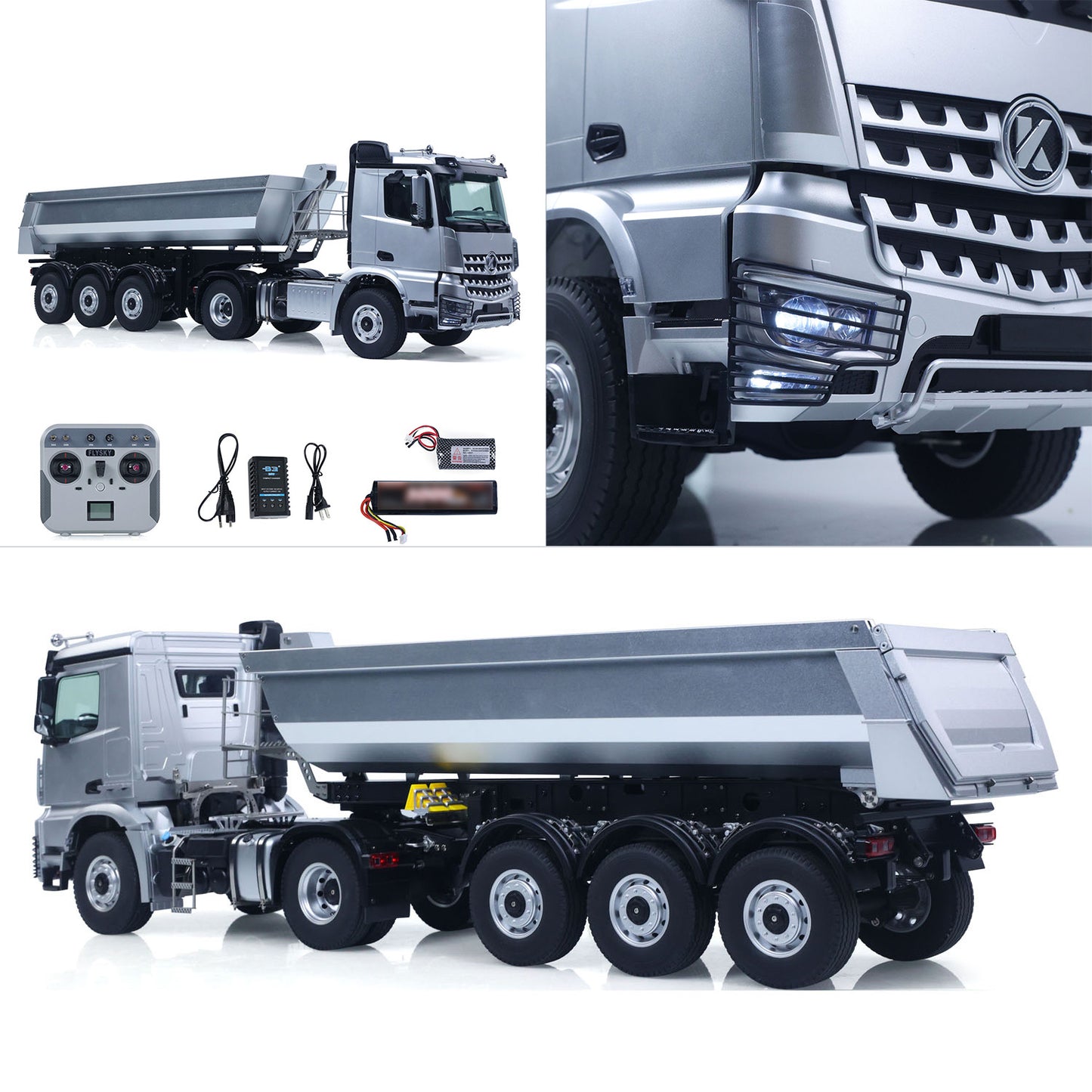 US STOCK Kabolite RTR Car 1/14 4X4 RC Tractor Truck 3Axles Electric Lifting Dump Trialer