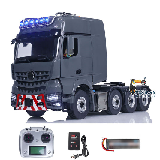 LESU 1/14 Metal RC Tractor Truck Flysky I6S RTR Assembled and Painted Remote Control Car Sounds Lights Equipment Rack