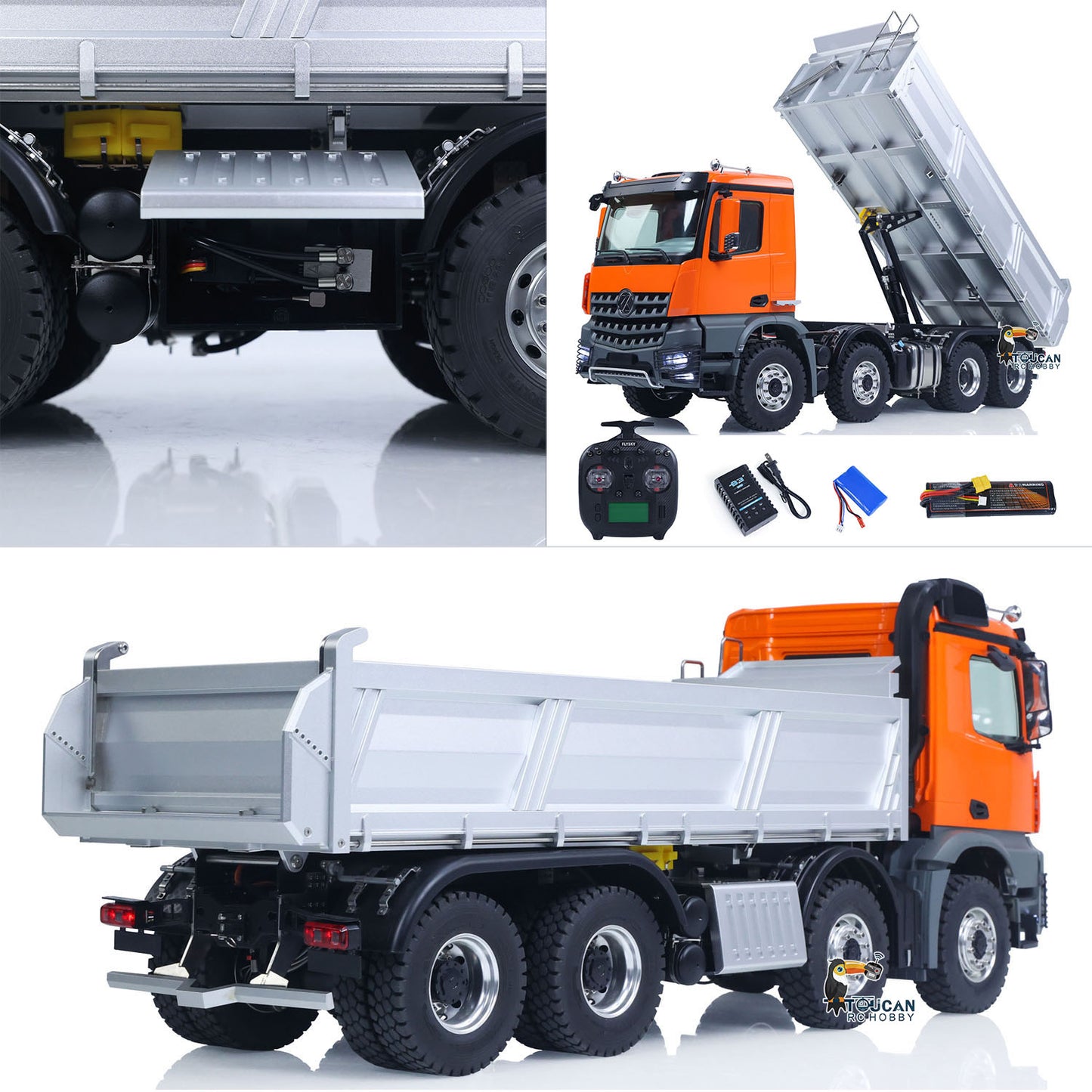 1/14 Kabolite K3367 8x8 Metal Hydraulic RC Tipper Remote Control Dump Truck Sonud Light 2Speed Model Battery ST8 Radio Axle Lock