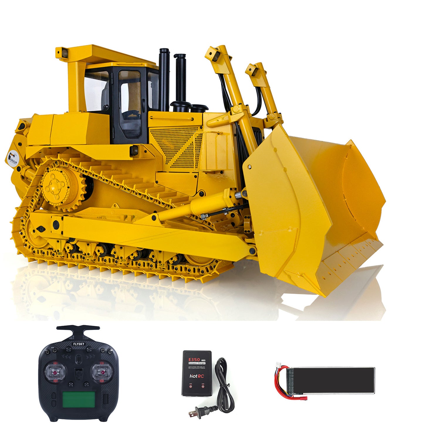 US STOCK Metal 1/14 RC Bulldozer Hydraulic DXR2 Remote Control D10T Tracked Dozer Model