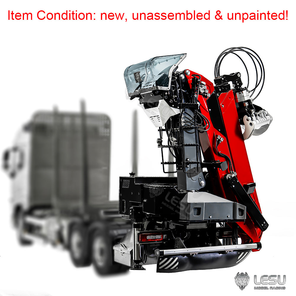 In Stock 1/14 LESU Metal Hydraulic Timber Crane for 1/14 Remote Control Log Trailer Wood Hauling Car Remote Control Tractor Truck DIY Model