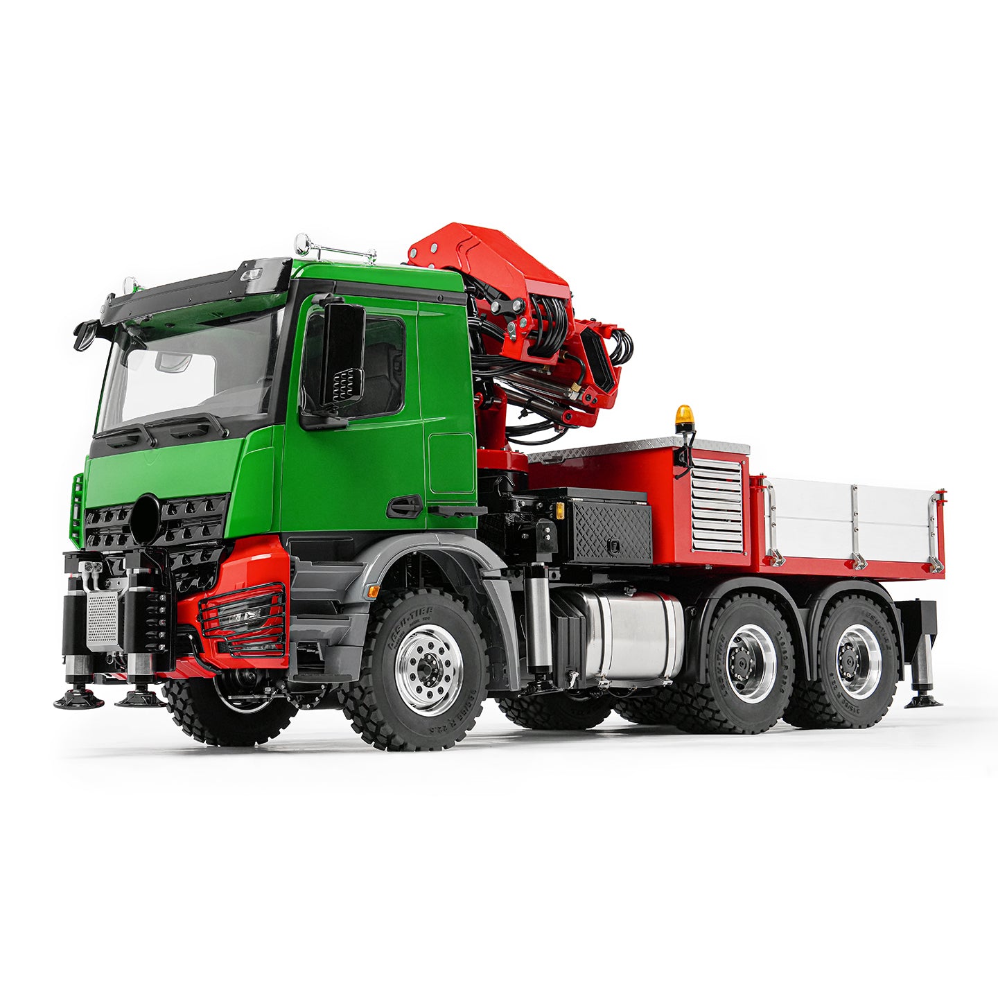 LESU 3363 6X6 Metal 1/14 RC Hydraulic Crane Truck Fly Jib Arm 3Speed Remote Control Lorry 7CH Valve 6 Outriggers Axle Diff Lock