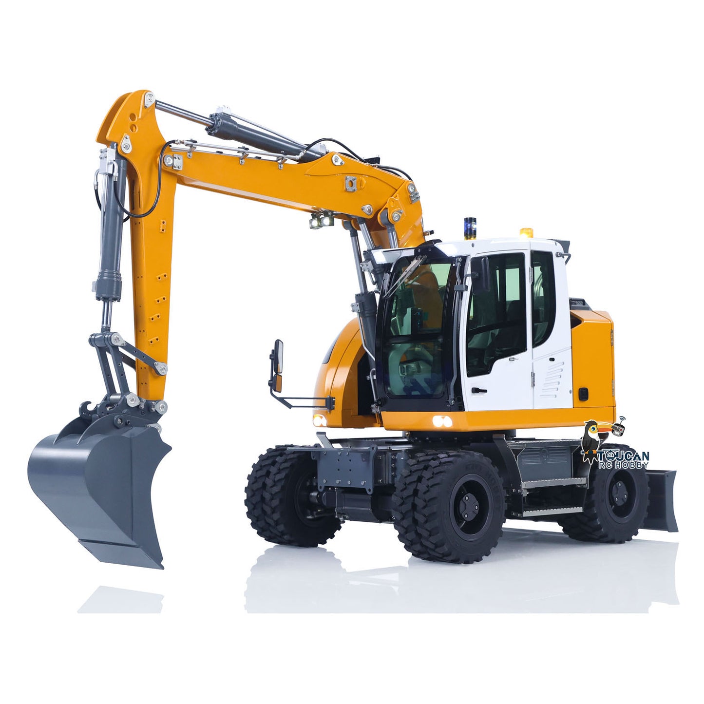 1/14 Remote Control Hydraulic Wheeled Excavator 7-ways Valve RC Digger 2WD/4WD Engineering Vehicle RTR Axle Lock PL18EV Lite