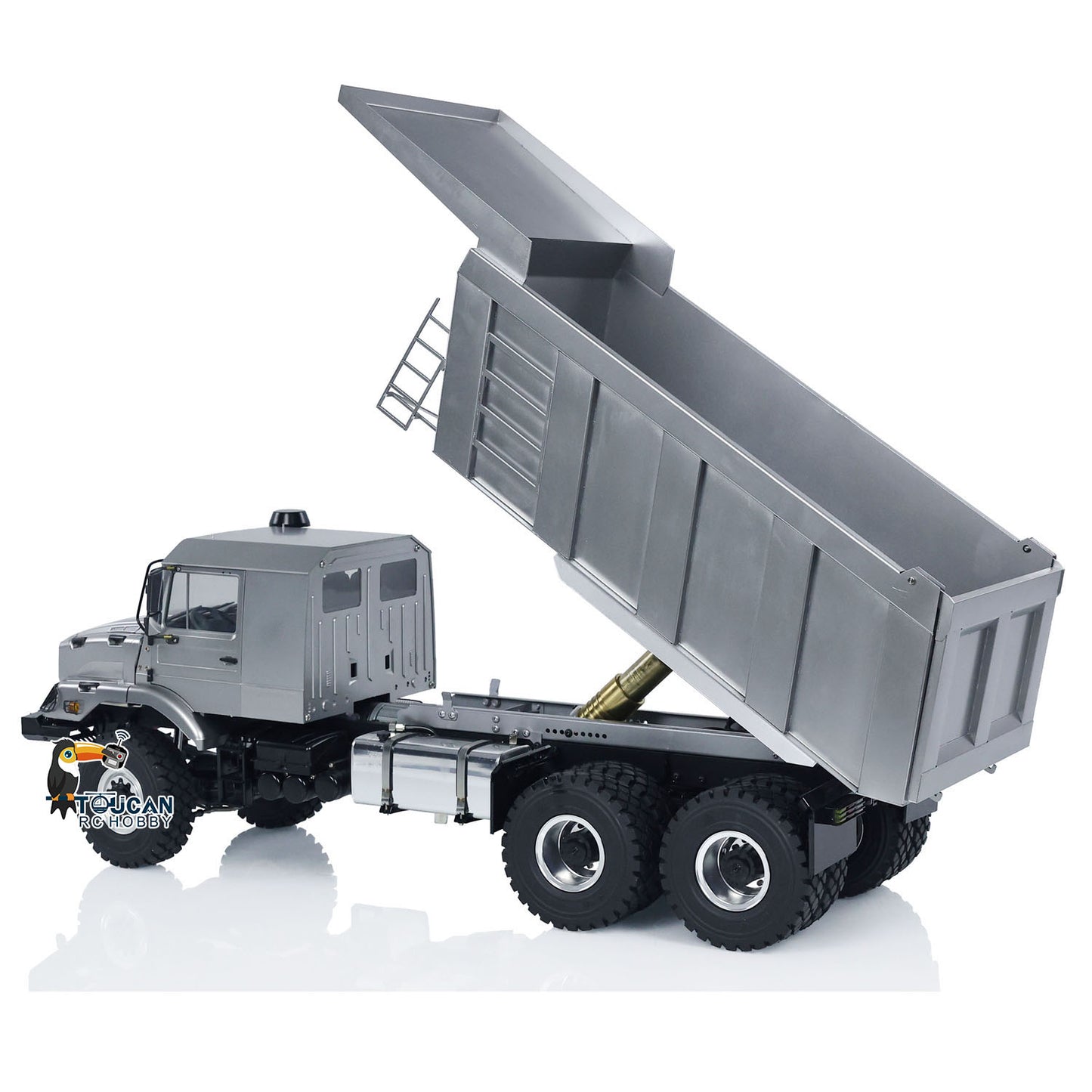 JDM 180 1/14 6x6 RC Hydraulic Dumper Truck Metal Remote Control Tipper Car Model Full Metal Simulation Planetary Second Gear Gearbox