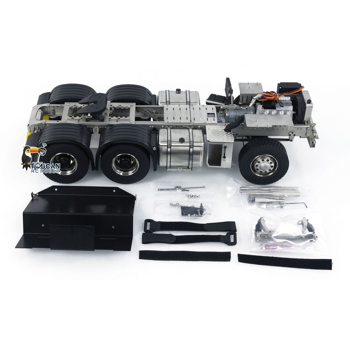 Metal 6x6 Chassis for 770S 1/14 RC Tractor Truck 3-speed Transmission Model with 3-Speed Transmission Differential Lock Axles