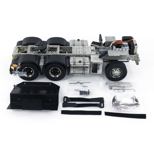 Metal 6x6 Chassis for 770S 1/14 RC Tractor Truck 3-speed Transmission Model with 3-Speed Transmission Differential Lock Axles