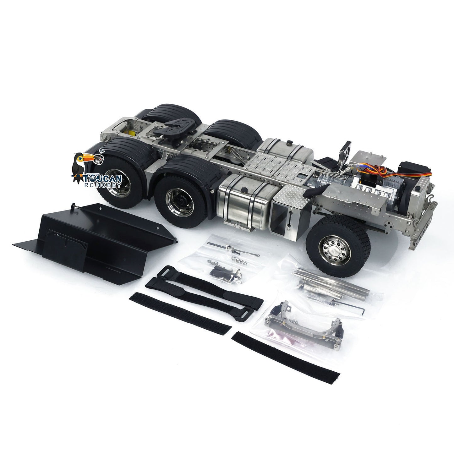 Metal 6x6 Chassis for 770S 1/14 RC Tractor Truck 3-speed Transmission Model with 3-Speed Transmission Differential Lock Axles