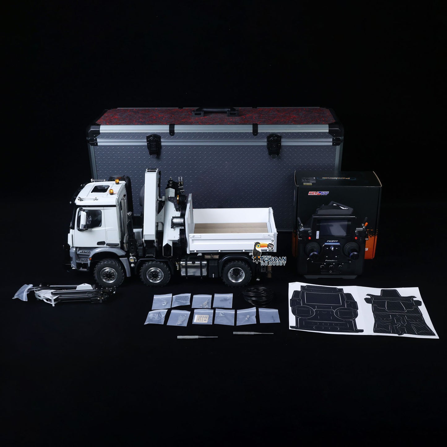 4151 AK Metal 1/14 RC Tractor Truck with Hydraulic Crane Fly Jib Arm Bucket 6*6 Remote Control Farm Car 3Speed Model Lorry Sound