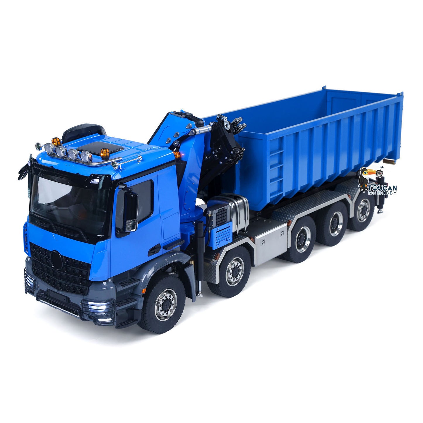 Metal 1/14 Hydraulic RC Dumper Car 10x10 Radio Control Full Dump Crane Trucks with High Bucket 830x190x290mm ESC Servo Motor