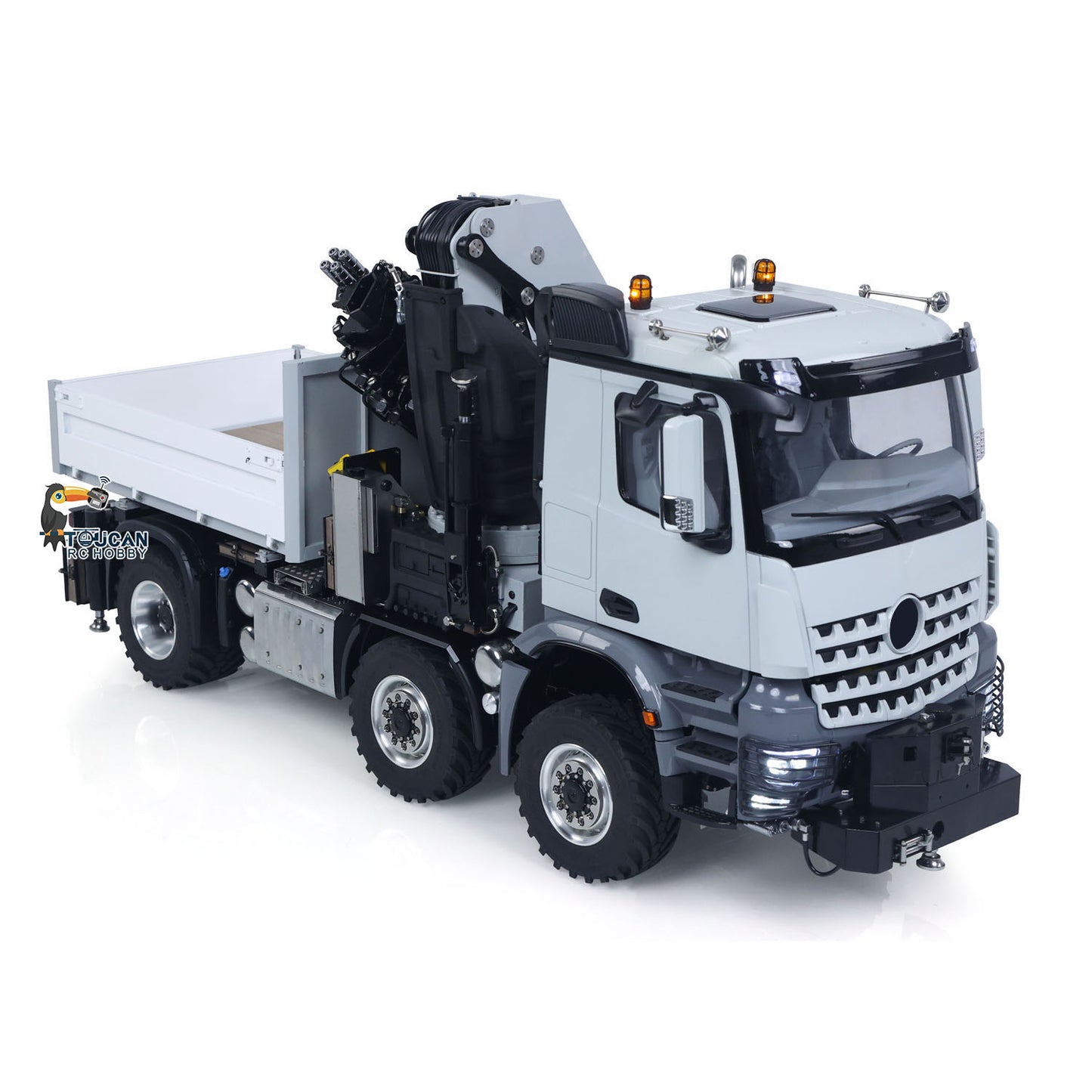 4151 AK Metal 1/14 RC Tractor Truck with Hydraulic Crane Fly Jib Arm Bucket 6*6 Remote Control Farm Car 3Speed Model Lorry Sound