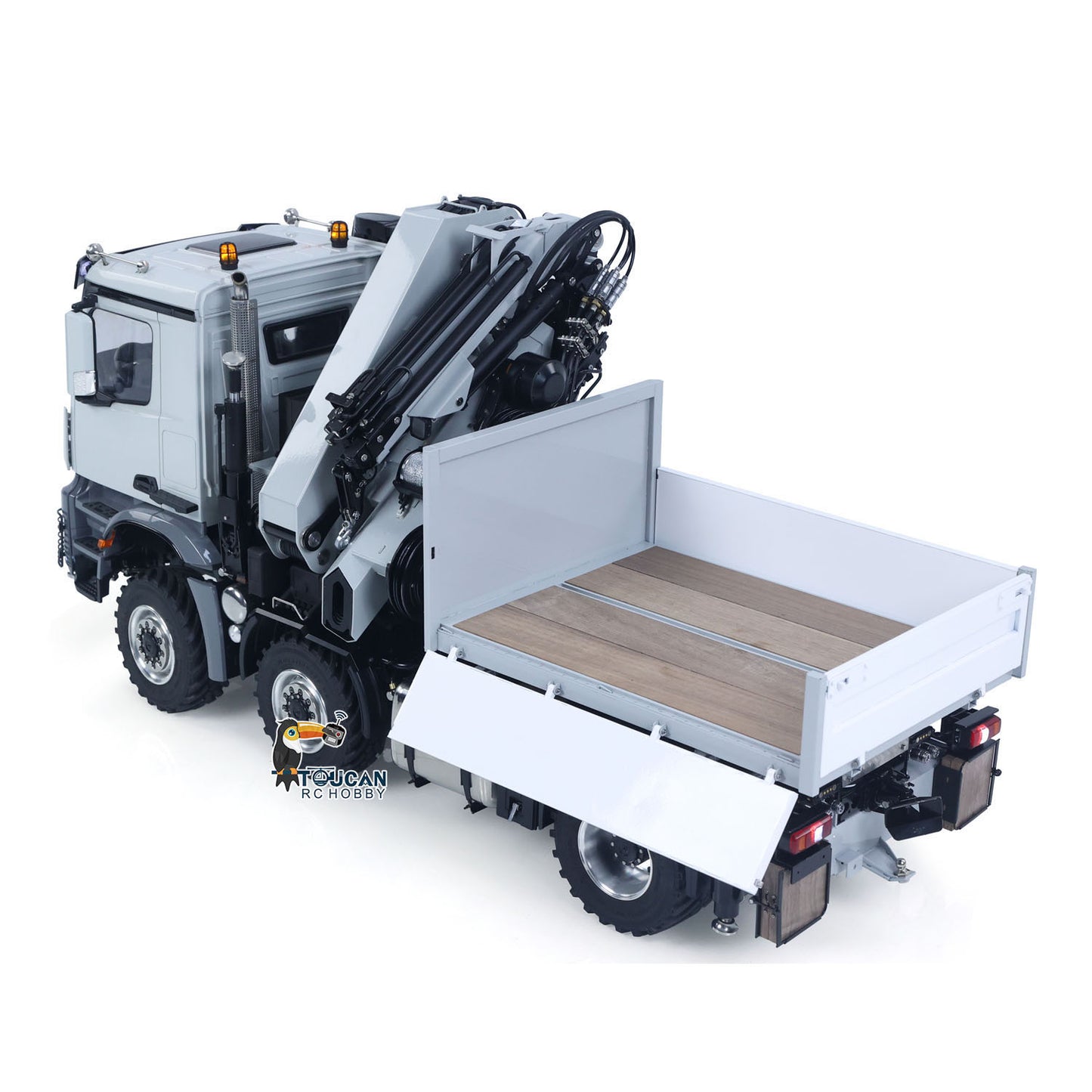 4151 AK Metal 1/14 RC Tractor Truck with Hydraulic Crane Fly Jib Arm Bucket 6*6 Remote Control Farm Car 3Speed Model Lorry Sound