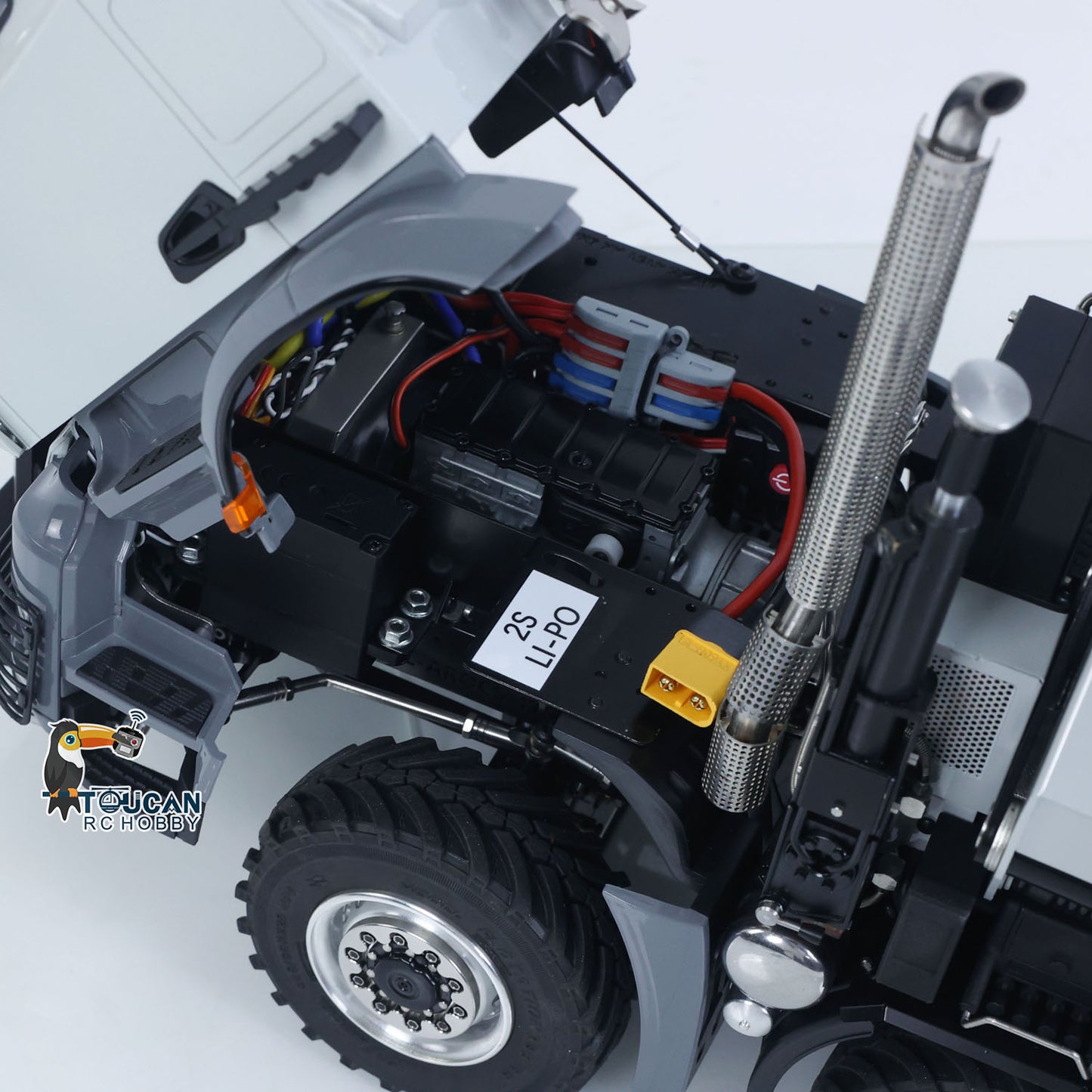 4151 AK Metal 1/14 RC Tractor Truck with Hydraulic Crane Fly Jib Arm Bucket 6*6 Remote Control Farm Car 3Speed Model Lorry Sound