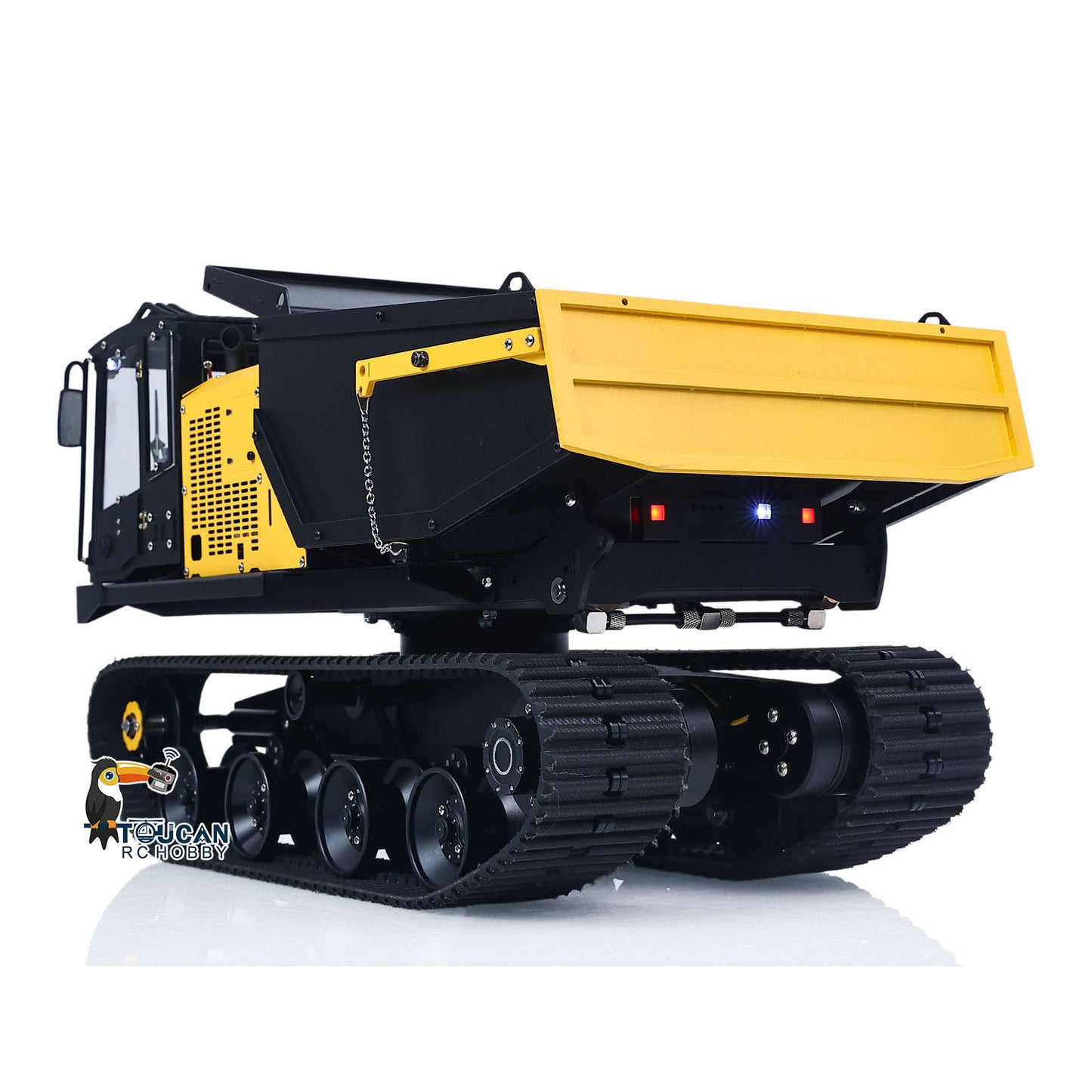 RTR 1/14 RC Hydraulic Crawler Dump Truck T14R Metal Radio Control Tracked Tipper Engineering Vehicle ST8 Lights Sounds Battery Constraction Car