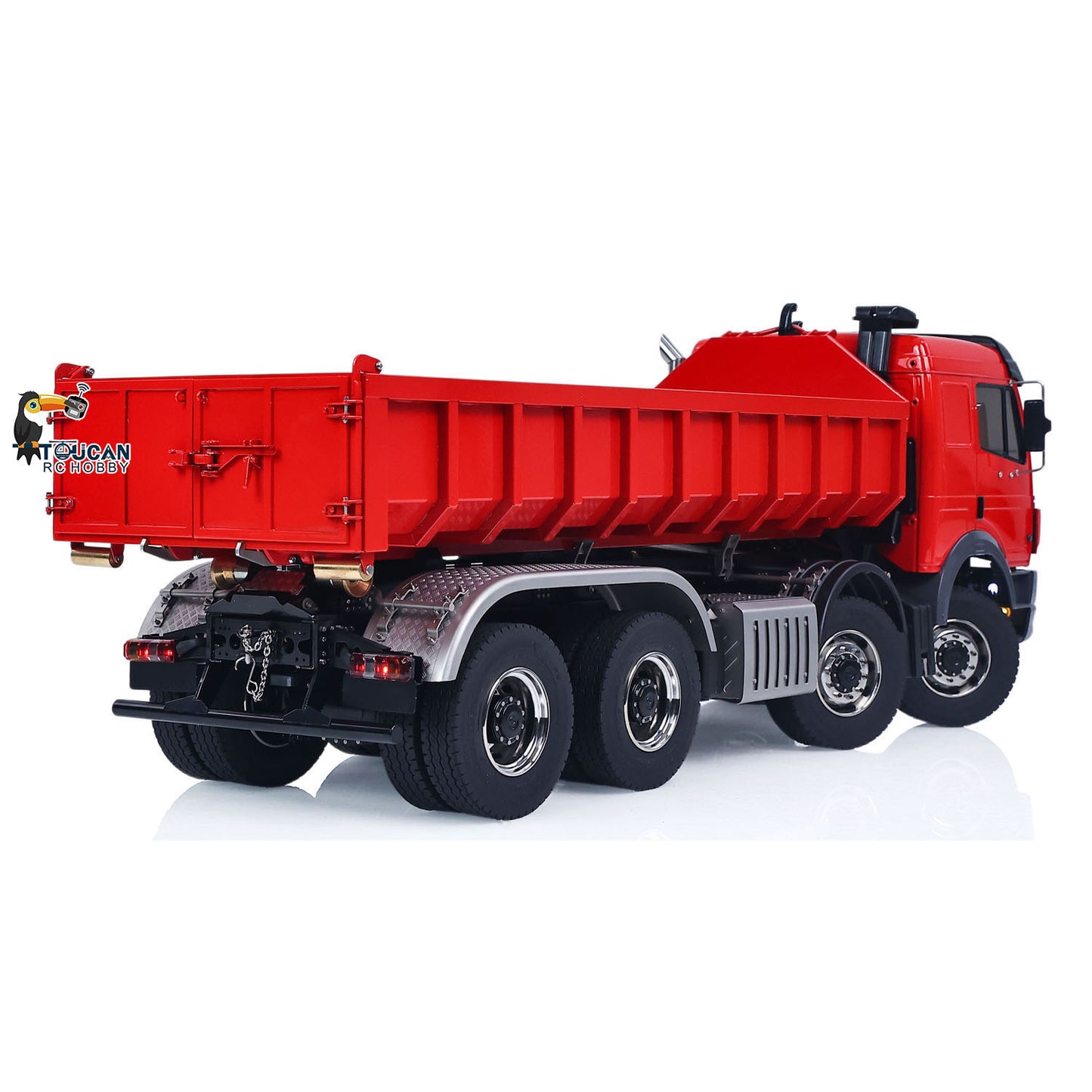 1/14 Metal RC Dump Truck 1838 8X8 Roll On Off Dumper Hydraulic Tipper Car 2-Way Valve 3-Speed Gearbox Differential Locks Light Sound