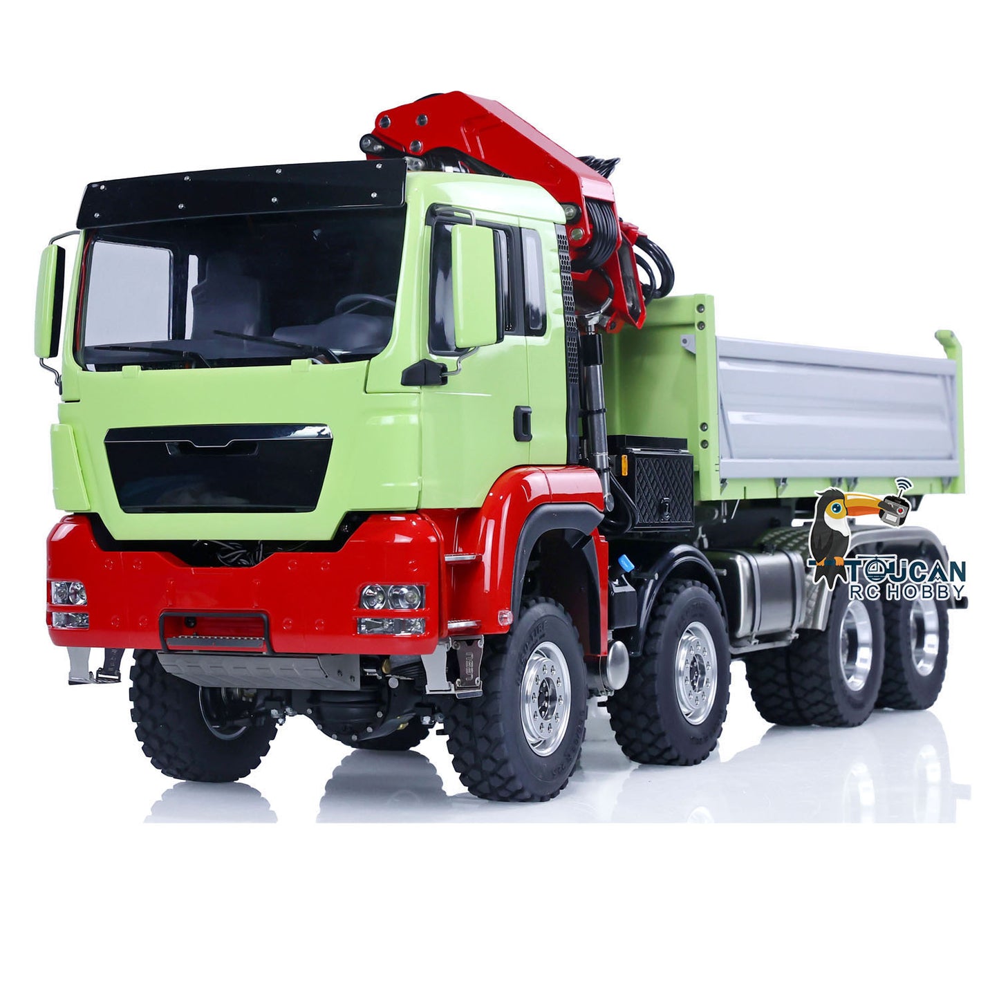 LESU 1/14 TGS 3-Ways RC Hydraulic Dump Truck 8X8 Painted Remote Control Crane Tipper Car 2Speed Gearbox 7CH Reversing Valve