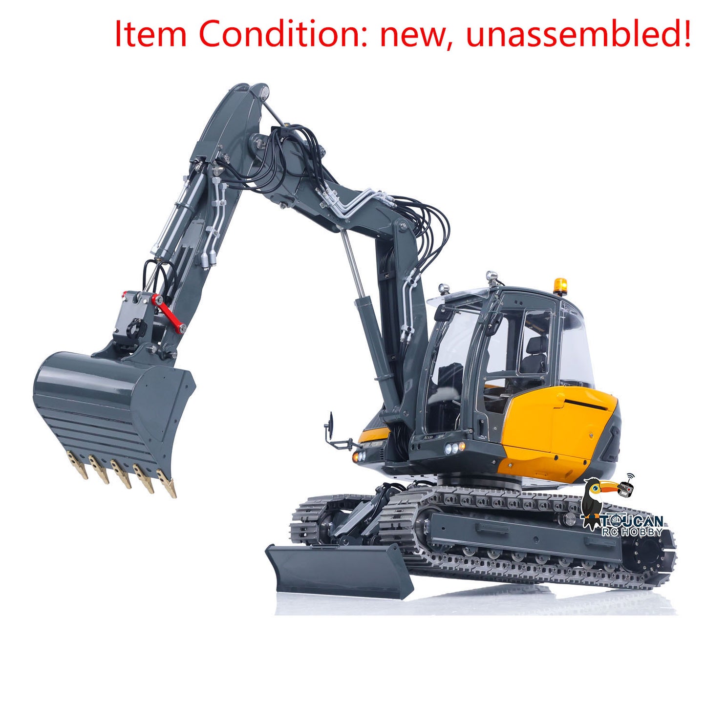 LESU MC15 4 Arms Metal 1/14 Hydraulic Remote Control Excavator KIT Model RC Digger Dual Pumps 9 Ways Valve Light Sound Motor