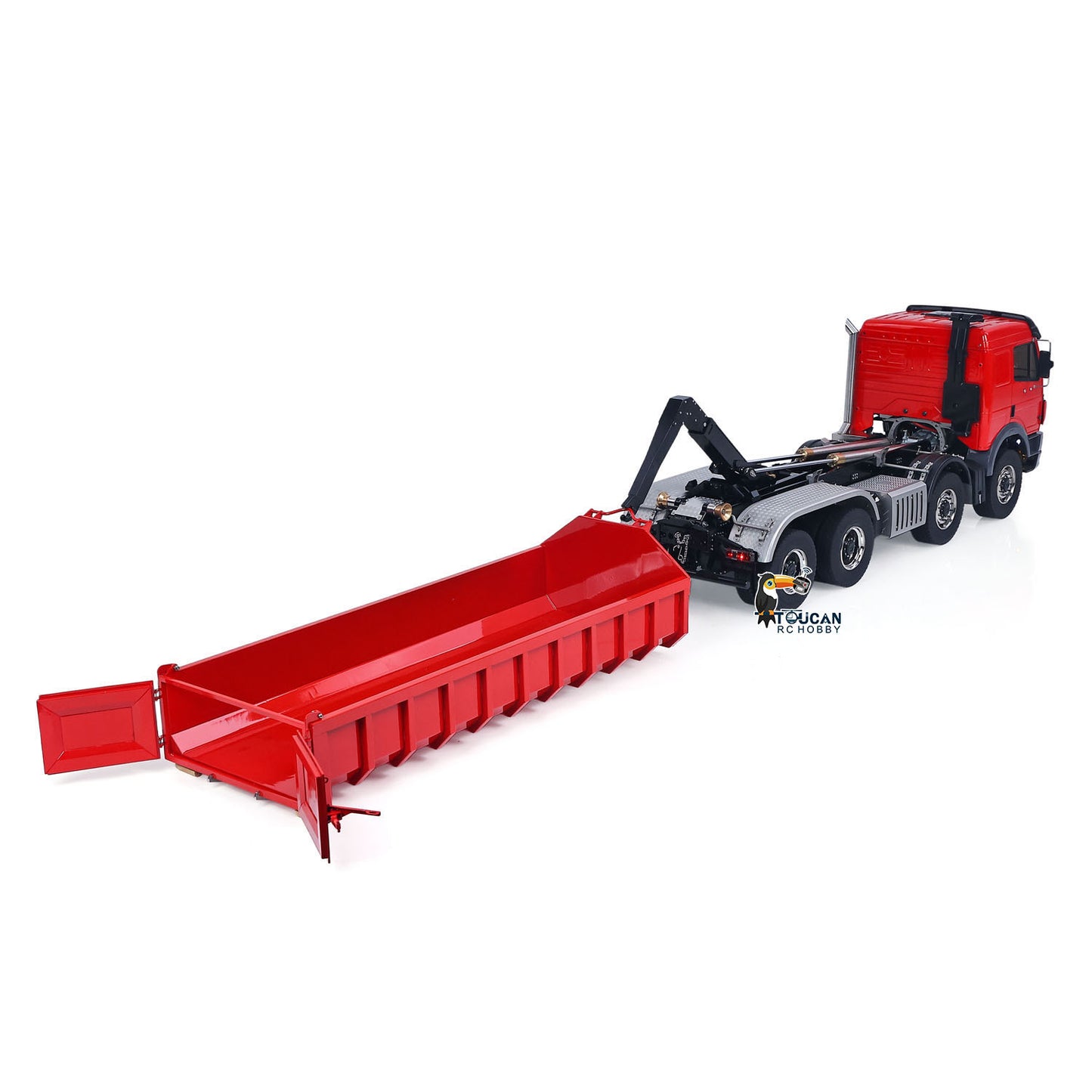 1/14 Metal RC Dump Truck 1838 8X8 Roll On Off Dumper Hydraulic Tipper Car 2-Way Valve 3-Speed Gearbox Differential Locks Light Sound