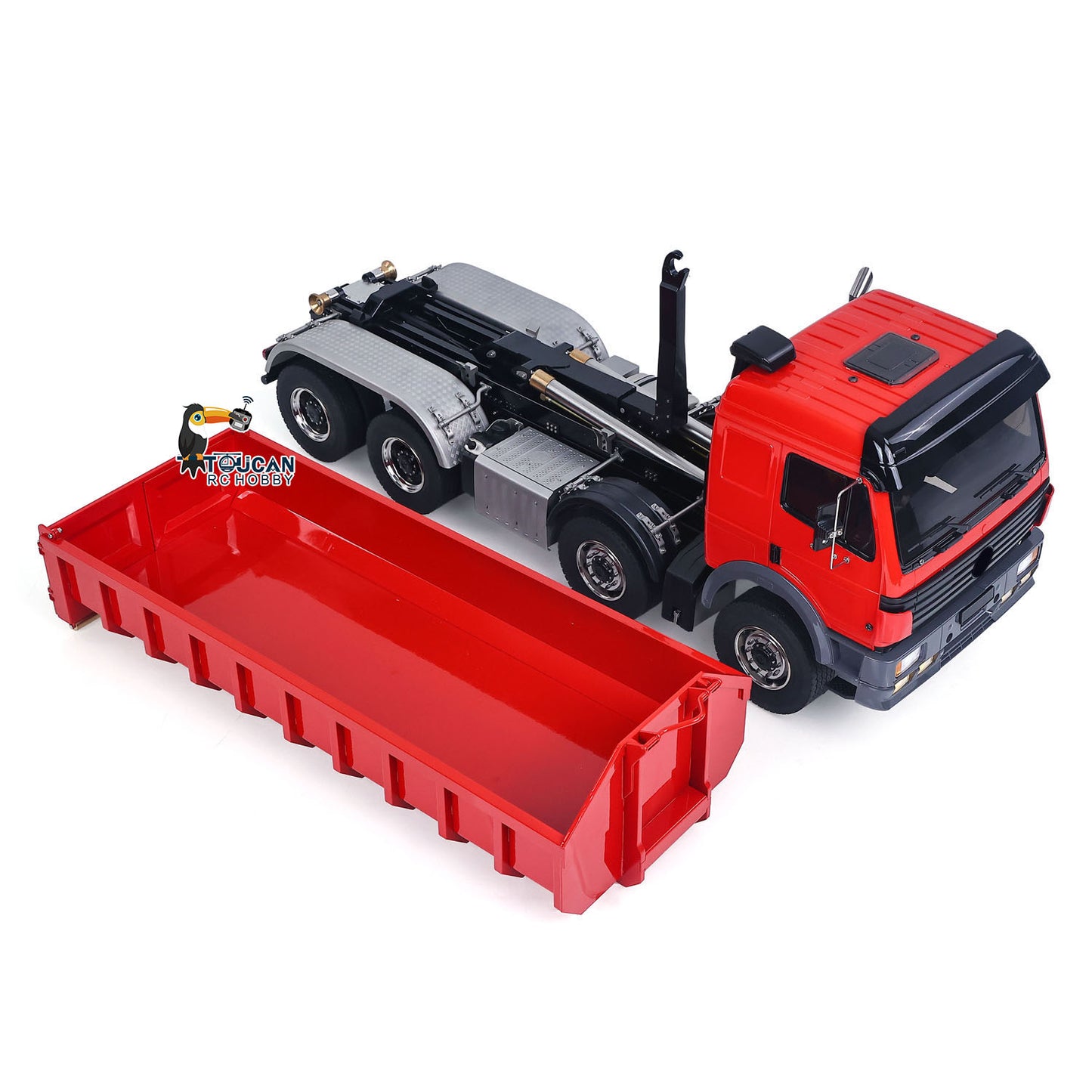1/14 Metal RC Dump Truck 1838 8X8 Roll On Off Dumper Hydraulic Tipper Car 2-Way Valve 3-Speed Gearbox Differential Locks Light Sound