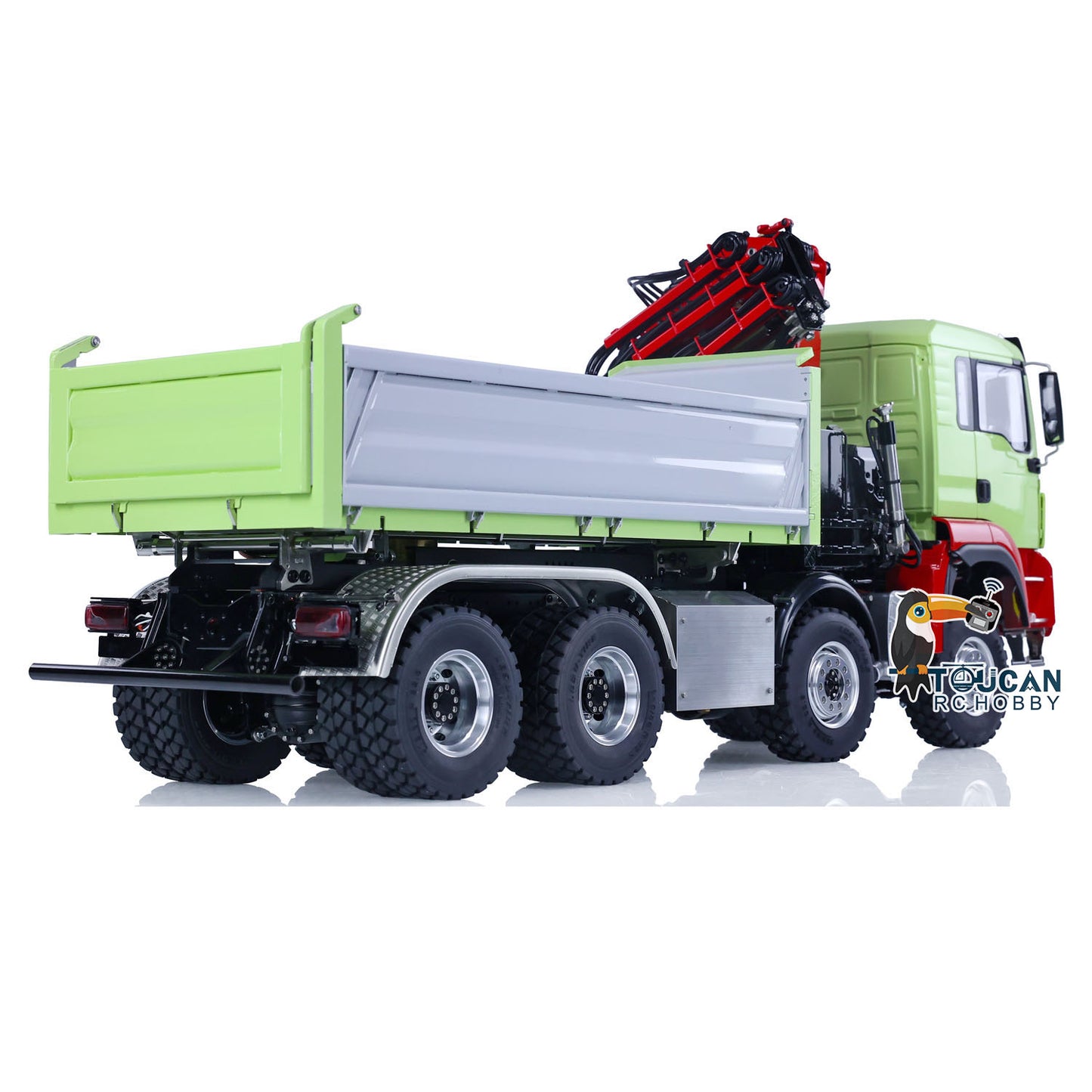 LESU 1/14 TGS 3-Ways RC Hydraulic Dump Truck 8X8 Painted Remote Control Crane Tipper Car 2Speed Gearbox 7CH Reversing Valve